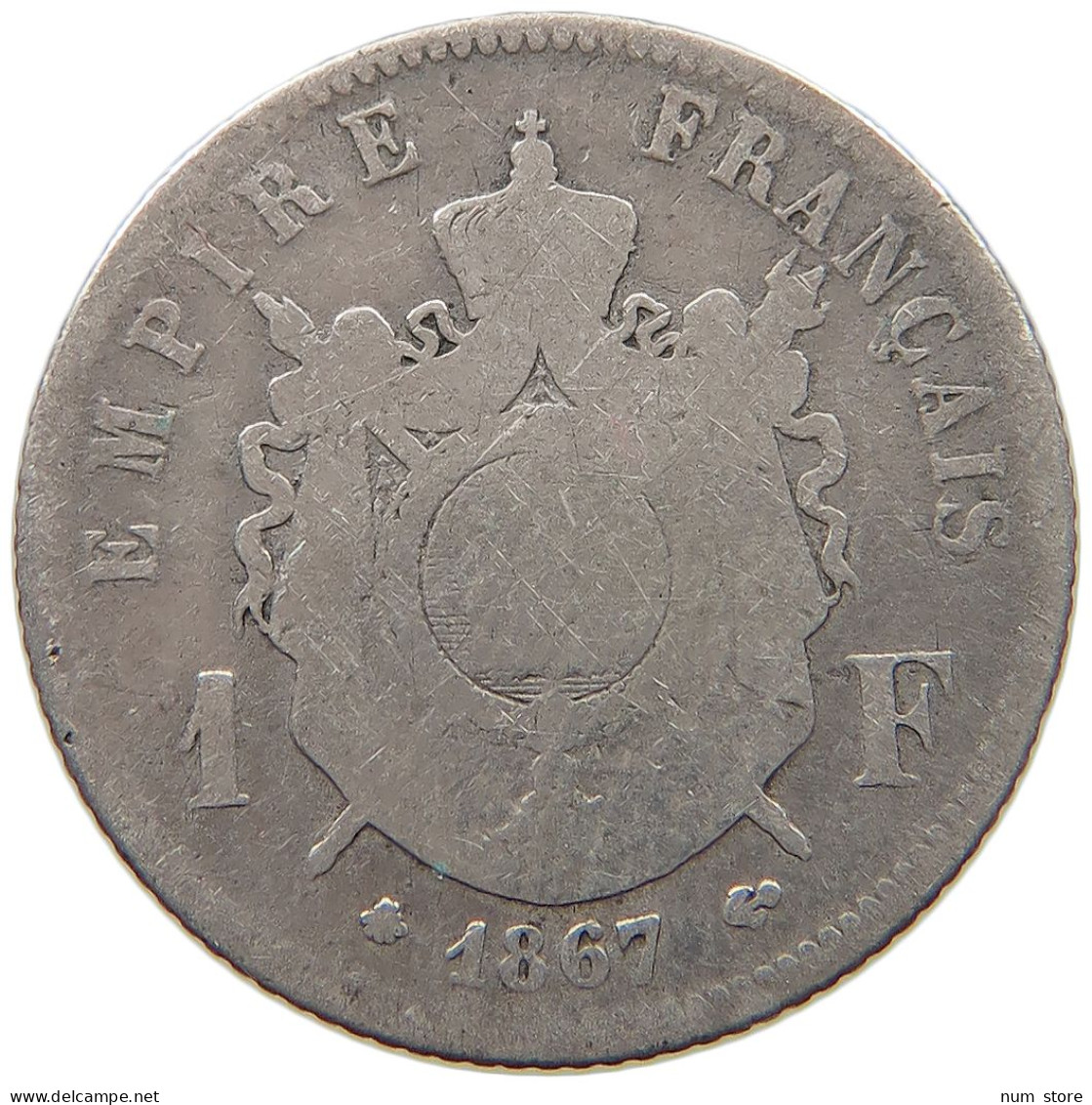FRANCE FRANC 1867 A Napoleon III. (1852-1870) #a033 0487 - 1 Franc