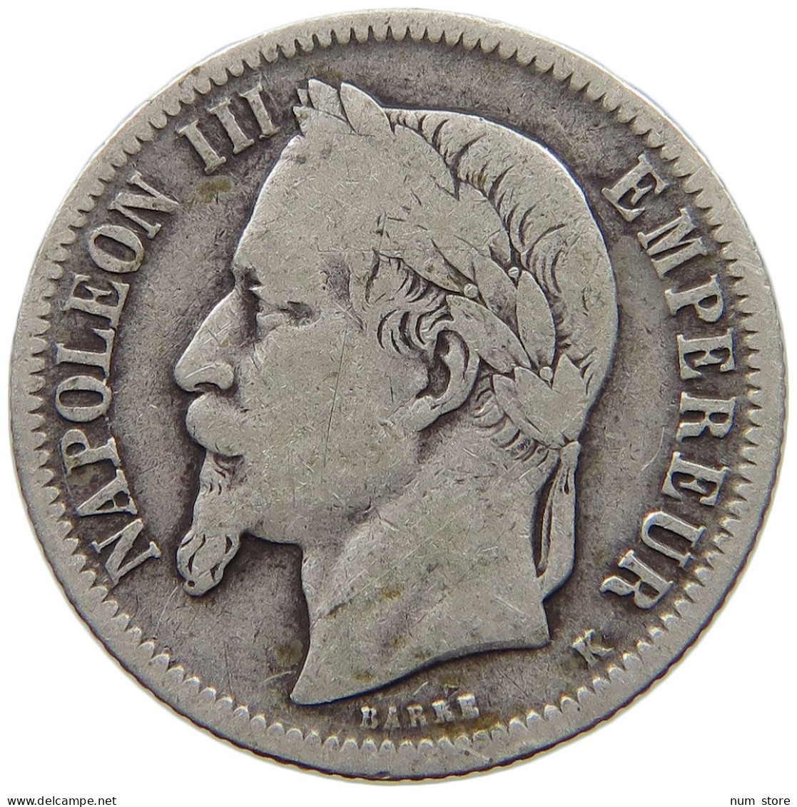 FRANCE FRANC 1866 K Napoleon III. (1852-1870) #a091 0001 - 1 Franc