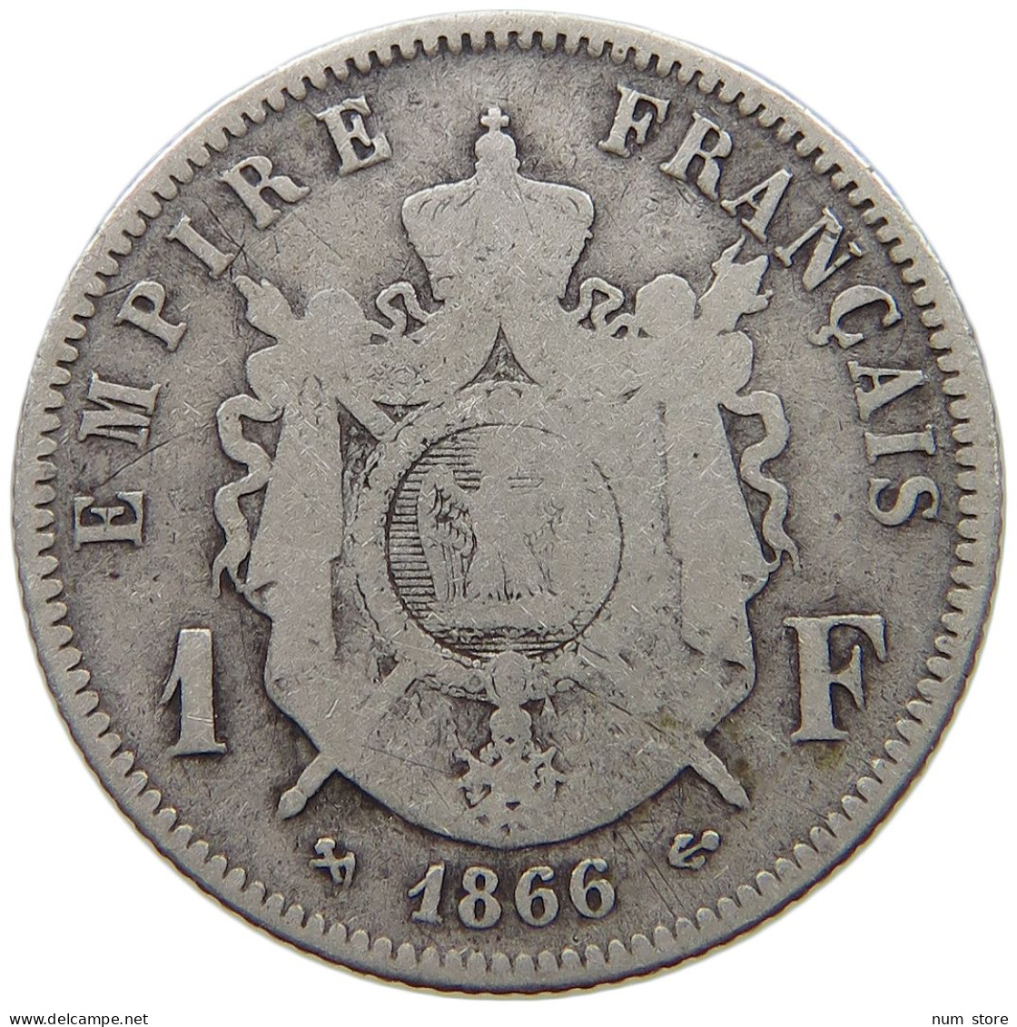 FRANCE FRANC 1866 K Napoleon III. (1852-1870) #a091 0001 - 1 Franc