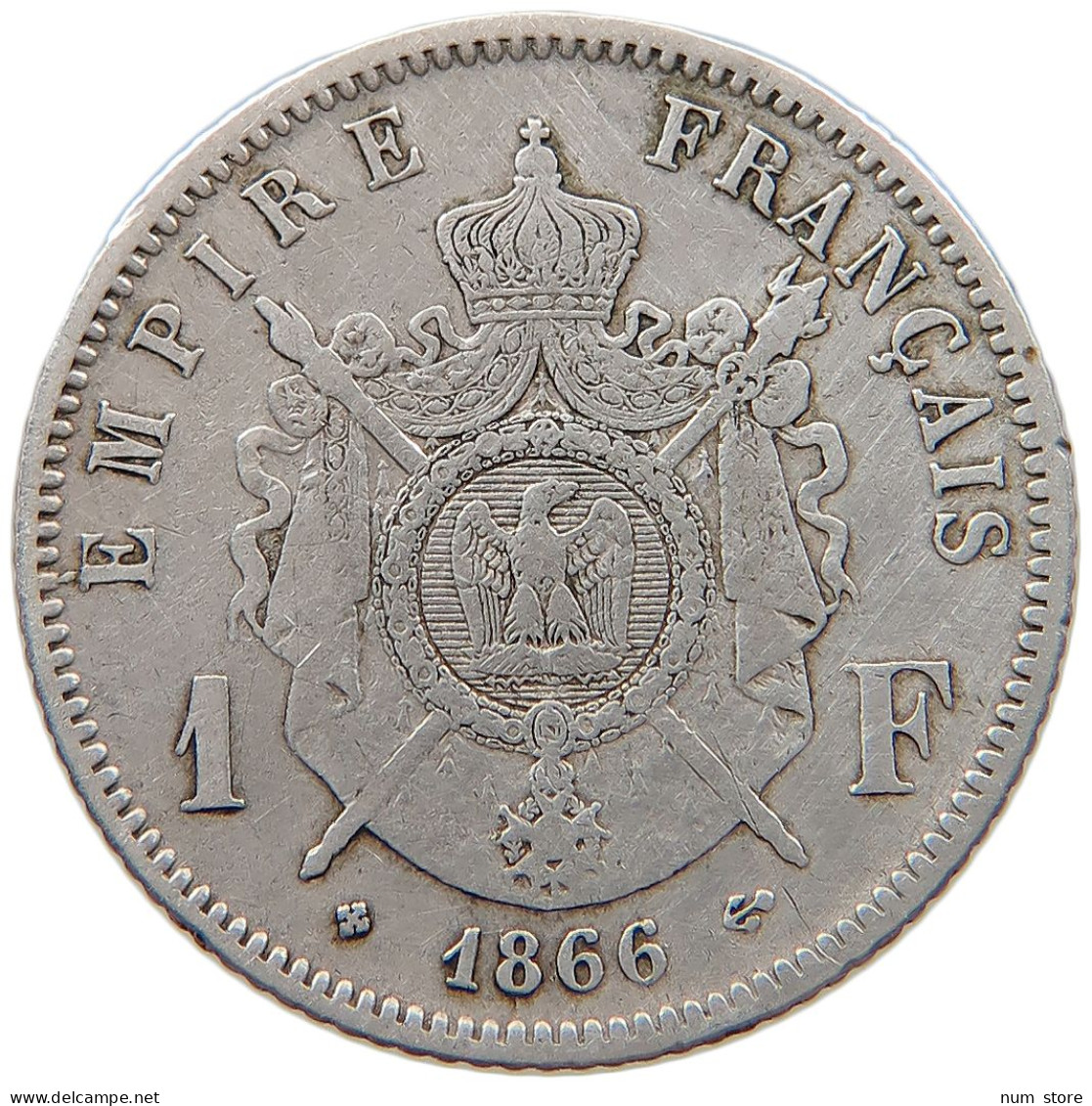FRANCE FRANC 1866 BB Napoleon III. (1852-1870) #t162 0163 - 1 Franc