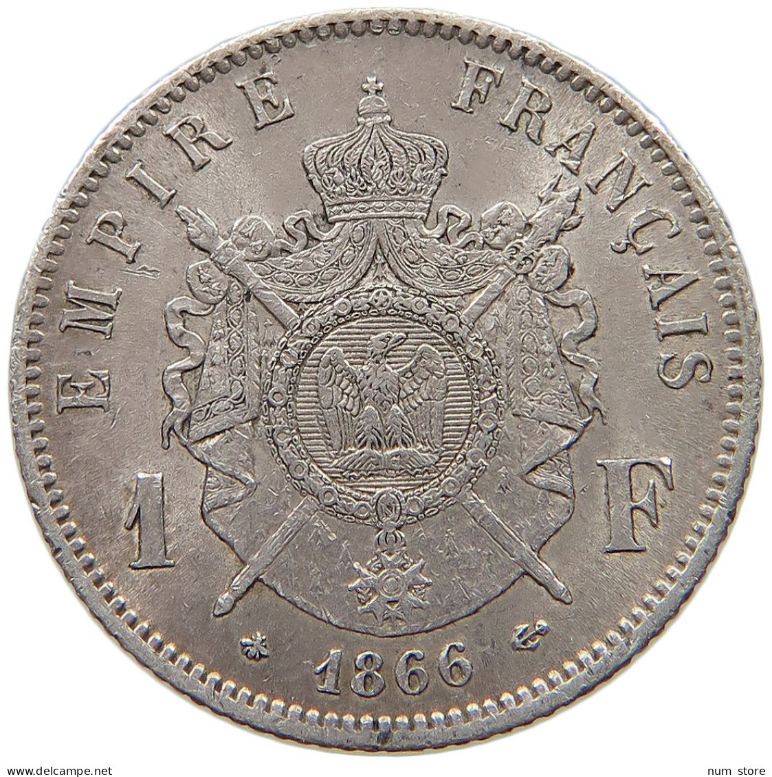 FRANCE FRANC 1866 A Napoleon III. (1852-1870) #t111 1205 - 1 Franc