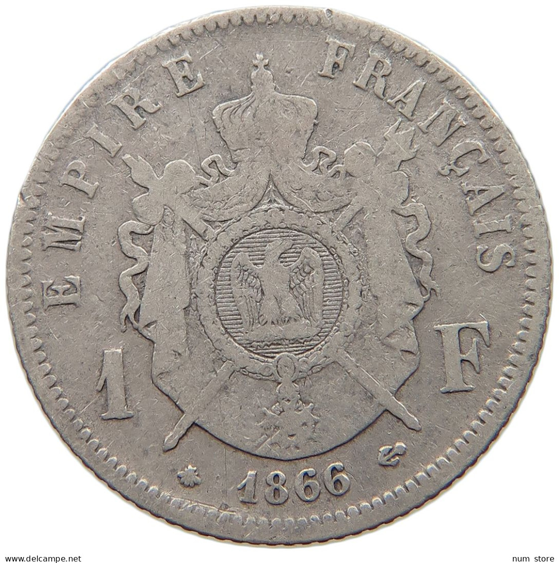 FRANCE FRANC 1866 A Napoleon III. (1852-1870) #c052 0189 - 1 Franc