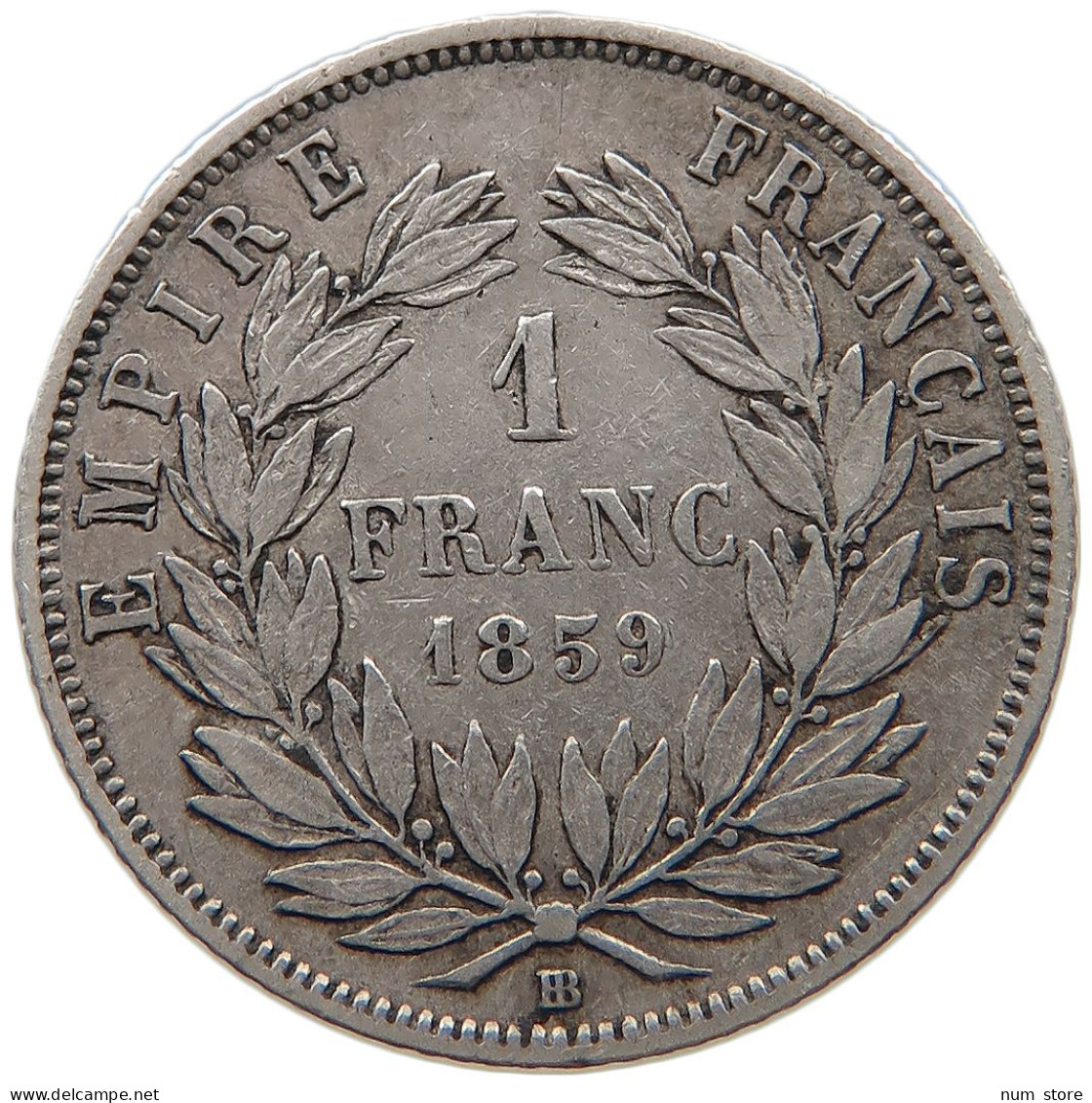 FRANCE FRANC 1859 BB Napoleon III. (1852-1870) #t143 0465 - 1 Franc