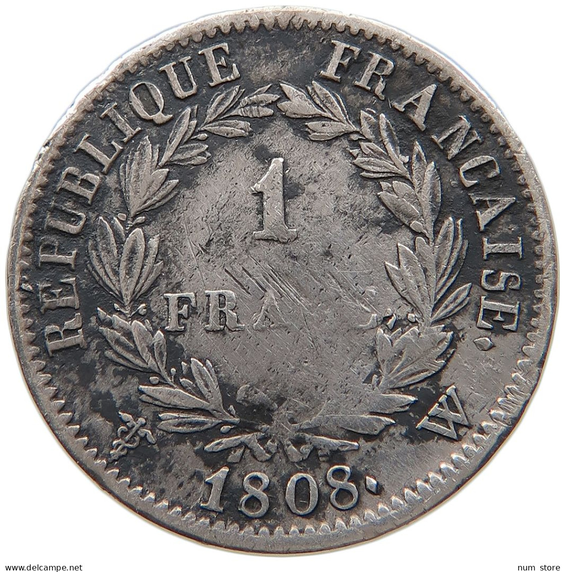 FRANCE FRANC 1808 W Napoleon I. (1804-1814, 1815) #t143 0457 - 1 Franc