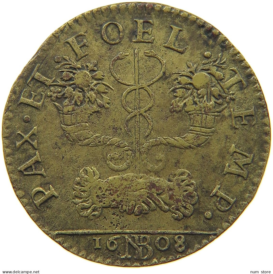 FRANCE JETON 1608 JETON 1608 PAX ET FOEL TEMP HENRI IV. #t153 0153 - 1589-1610 Henry IV The Great