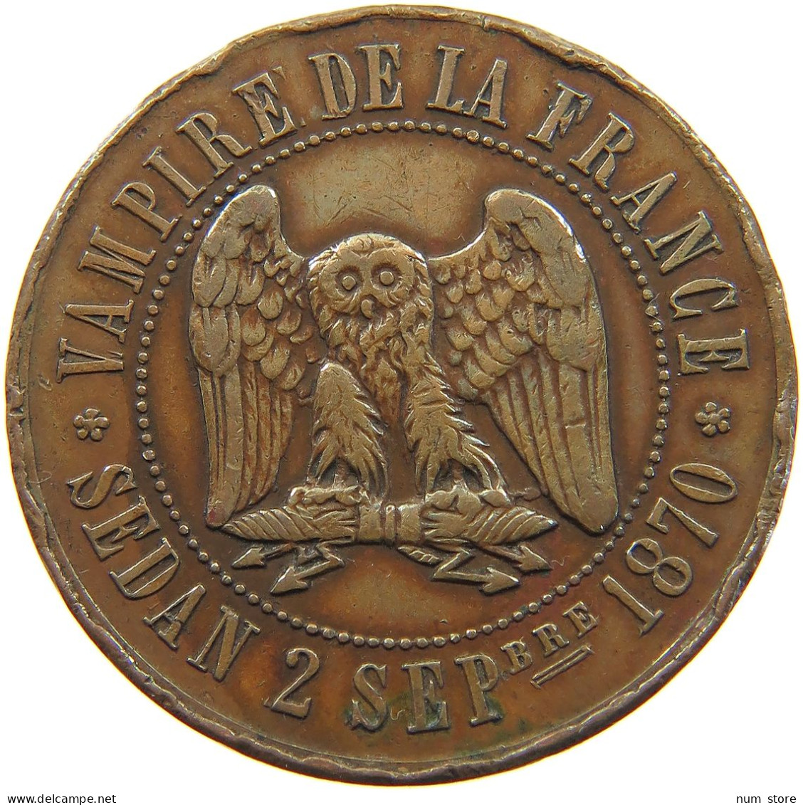 FRANCE MEDAL 1870 Napoleon III. (1852-1870) SATIRIQUE VAMPIRE DE LA FRANCE #a050 0549 - Otros & Sin Clasificación