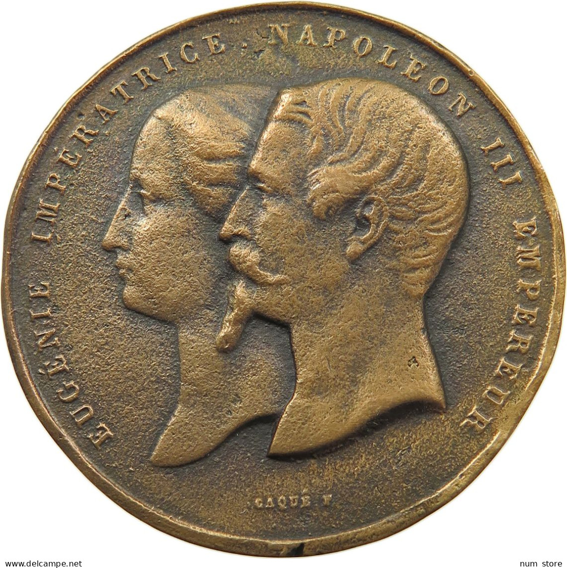 FRANCE MEDAL 1855 Napoleon III. (1852-1870) EUGENIE, CAQUE PALAIS DE L'INDUSTRIE #sm03 0415 - Otros & Sin Clasificación