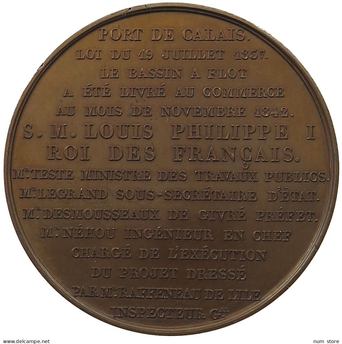 FRANCE MEDAL 1842 LOUIS PHILIPPE I. (1830-1848) PORT DE CALAIS #sm01 0073 - Andere & Zonder Classificatie