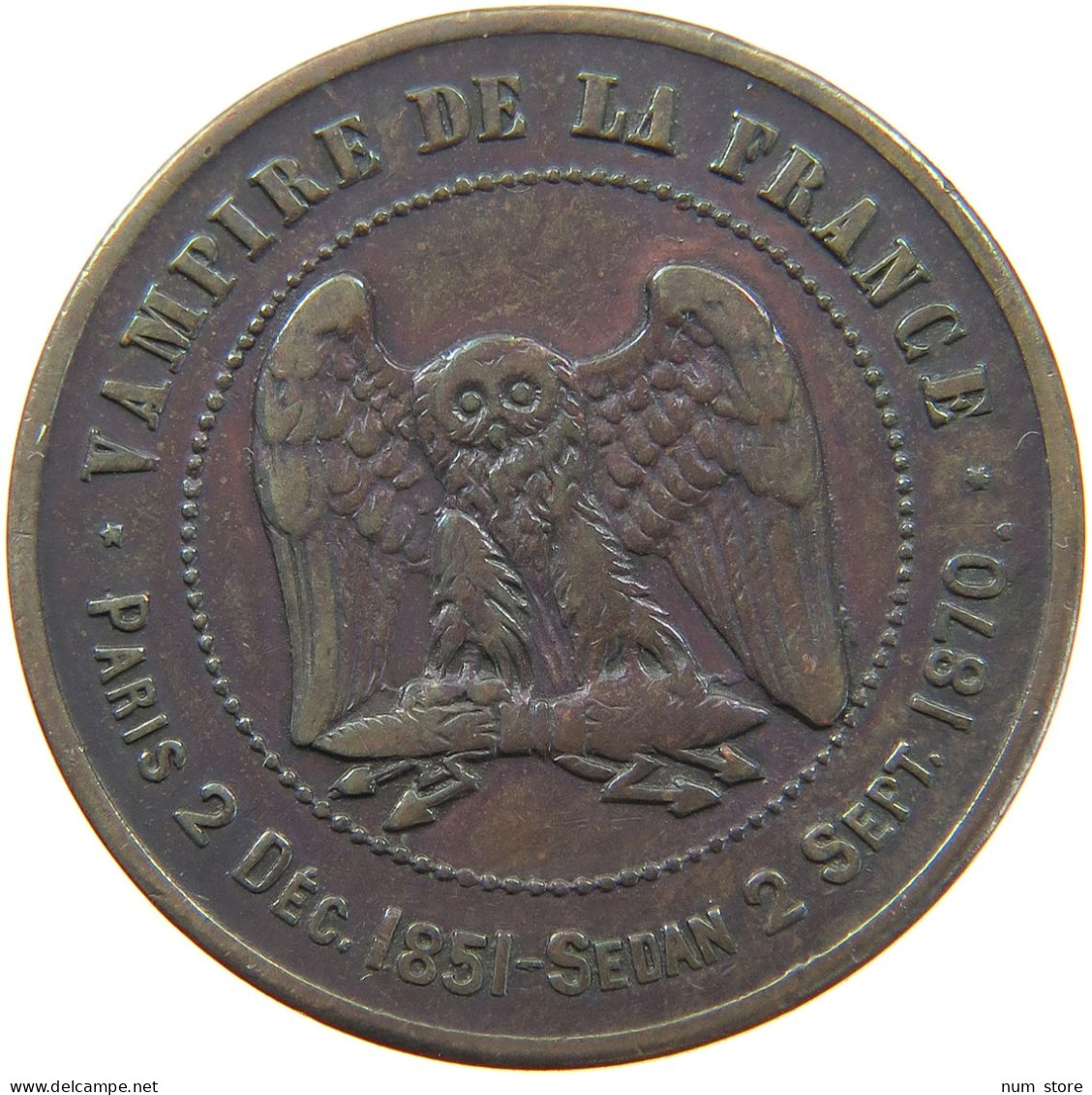 FRANCE MEDAILLE 1870 Napoleon III. (1852-1870) SATIRIQUE #t120 0371 - Autres & Non Classés