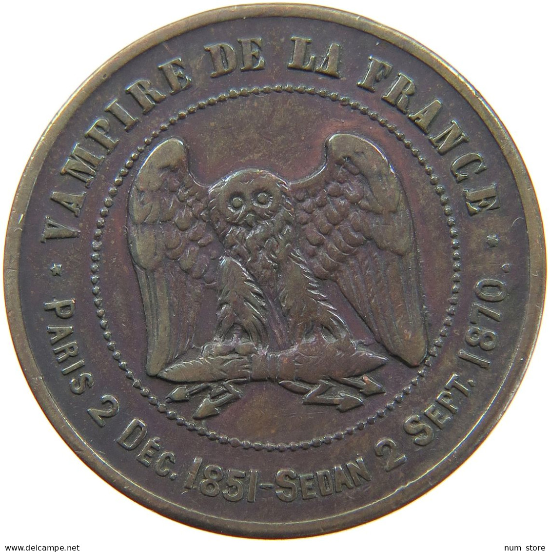FRANCE MEDAILLE 1870 Napoleon III. (1852-1870) SATIRIQUE #t120 0371 - Other & Unclassified