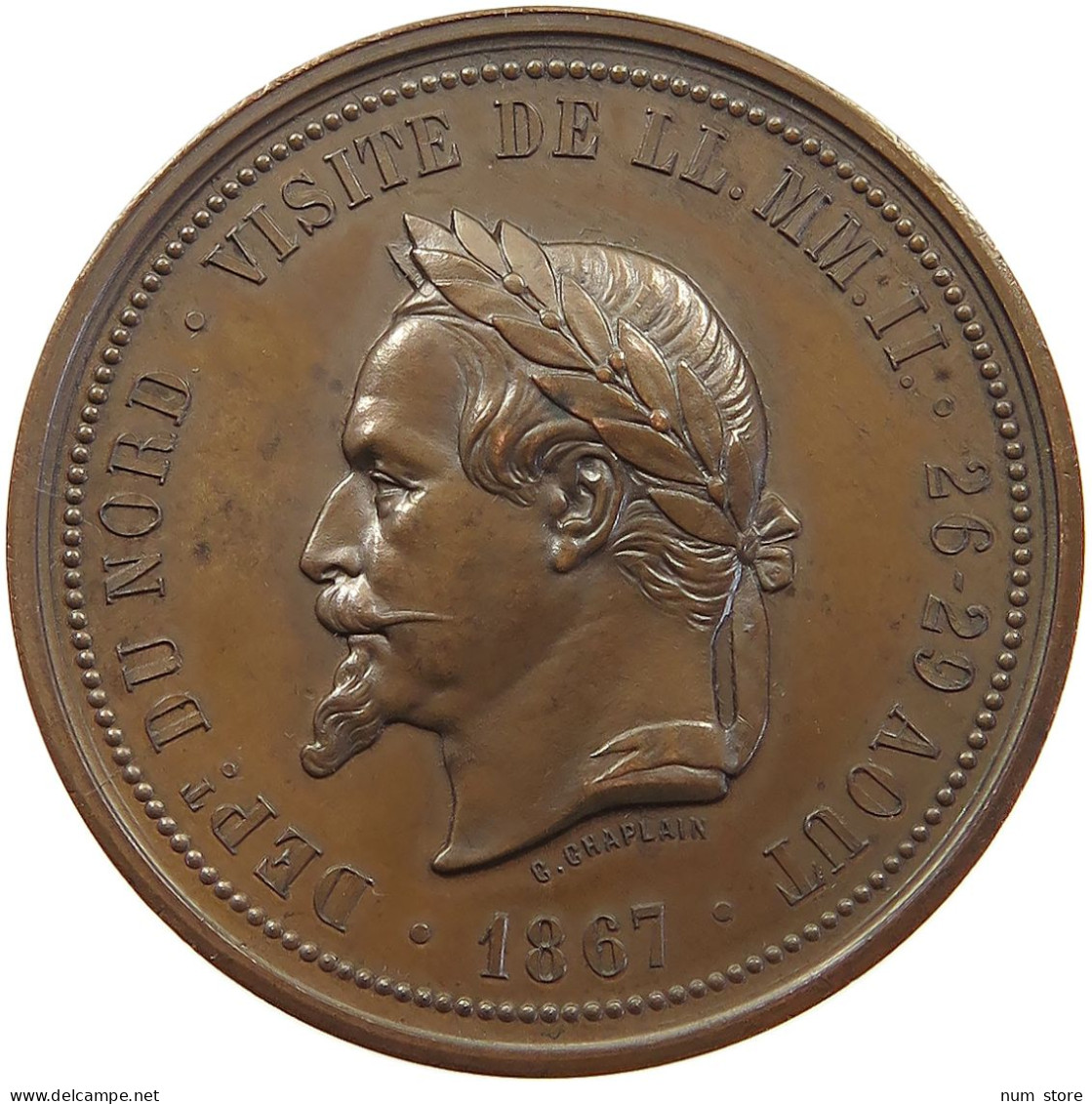 FRANCE MEDAILLE 1867 Napoleon III. (1852-1870) CHAMBRE DE COMMERCE LILLE #t137 0501 - Autres & Non Classés