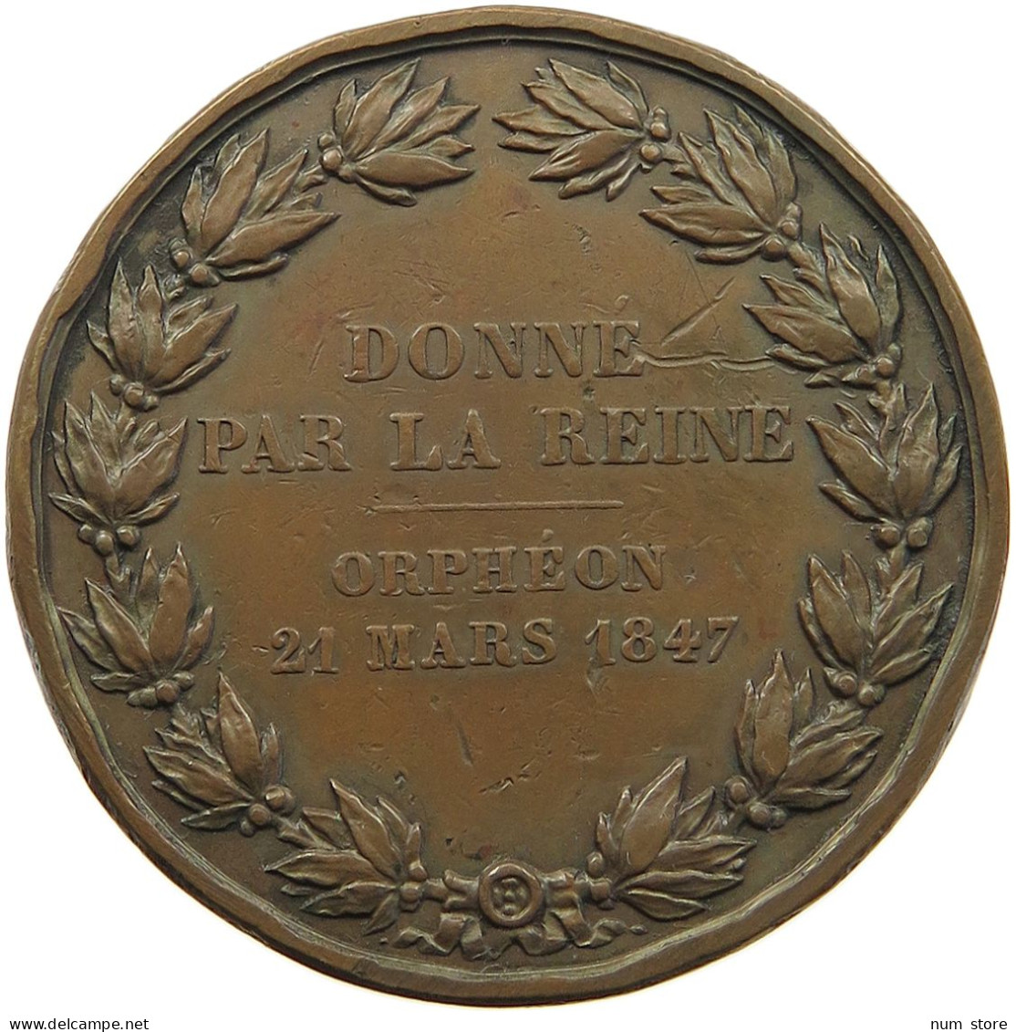 FRANCE MEDAILLE 1847 LOUIS PHILIPPE I. (1830-1848) CONCOURS ORPHEON #T079 0135 - Andere & Zonder Classificatie