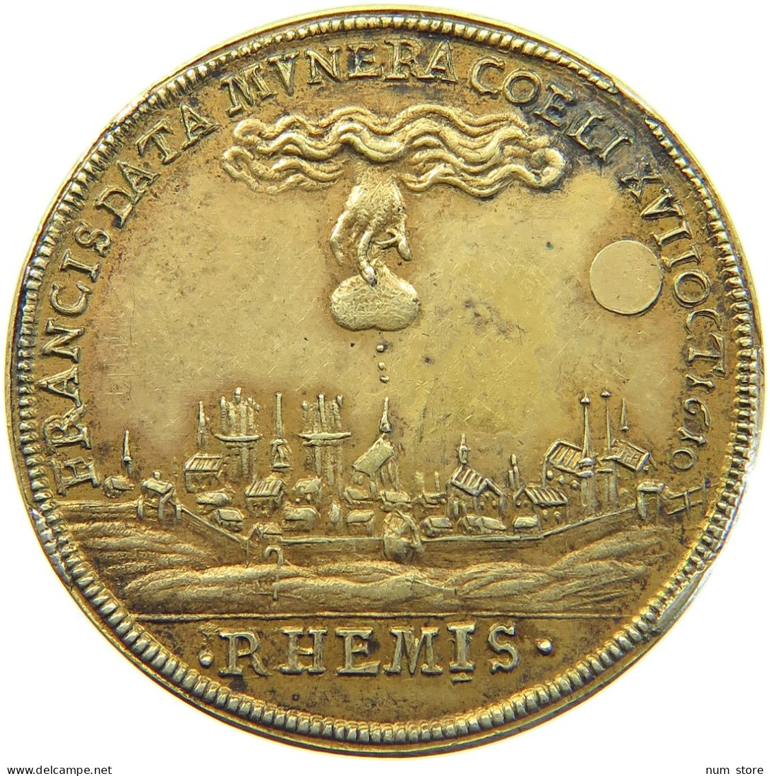 FRANCE MEDAILLE 1610 MEDAL LOUIS XIII. REIMS 1610 GOLD PLATED #t008 0391 - 1610-1643 Luigi XIII Il Giusto