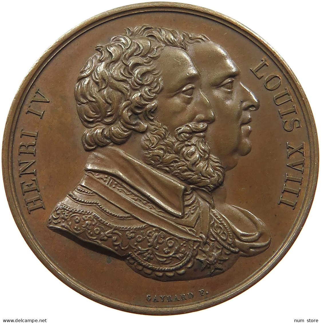 FRANCE MEDAILLE  HENRI IV LOUIS XVIII GAYRARD #t155 0145 - Otros & Sin Clasificación