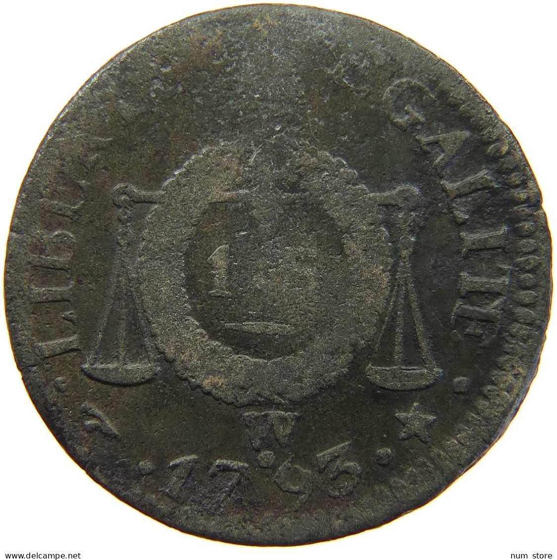 FRANCE SOL 1793 W  #c052 0449 - 1792-1804 Prima Repubblica