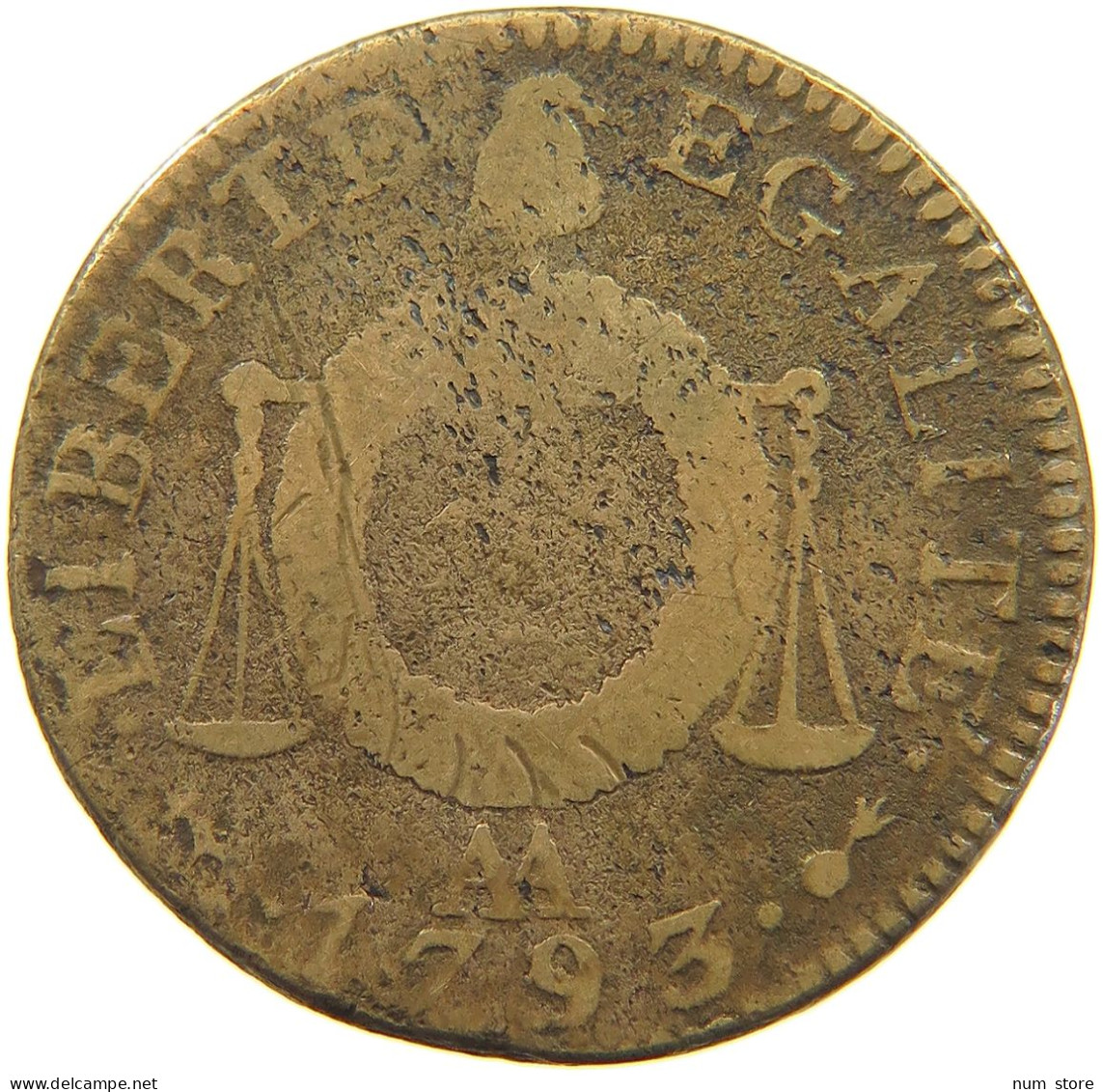 FRANCE SOL 1793 AA BALANCES #t156 0561 - 1792-1804 Erste Französische Republik