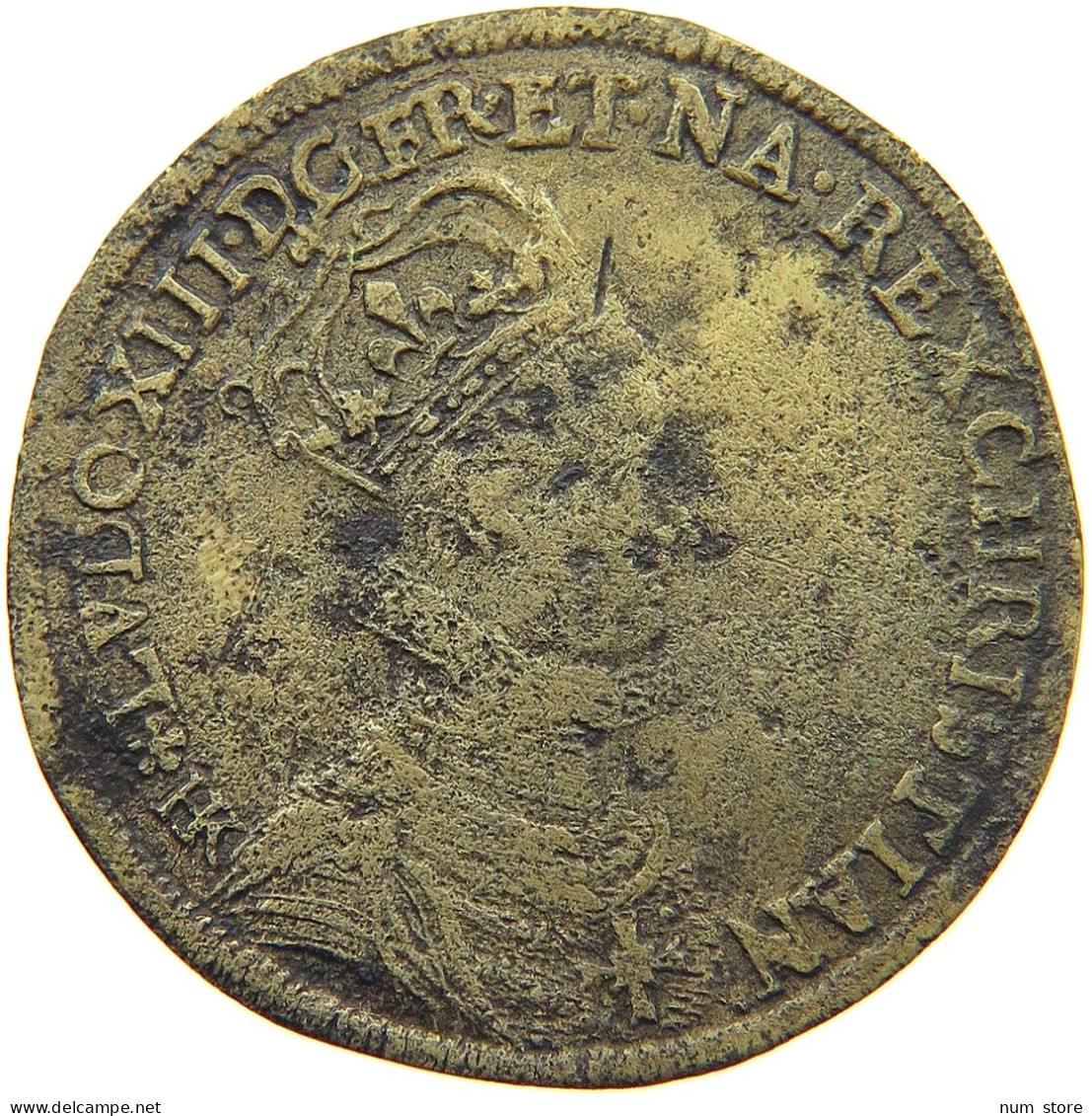 FRANCE RECHENPFENNIG 1610 LOUIS XIII. (1610–1643) RHEMIS REIMS #t106 0349 - 1610-1643 Ludwig XIII. Der Gerechte