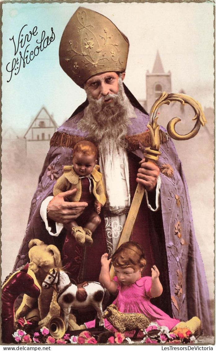 FÊTES ET VOEUX - Vive Saint Nicolas - Jouets - Colorisé - Carte Postale Ancienne - Saint-Nicholas Day