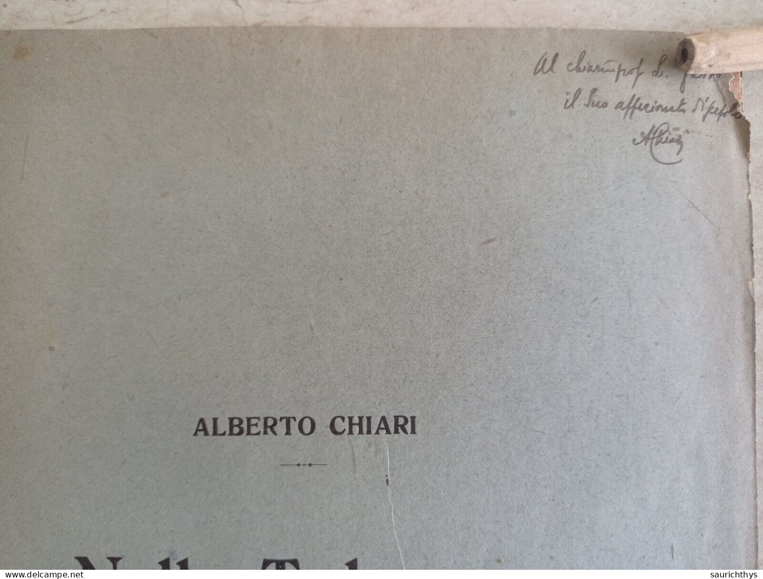 Nella Tolomea Estratto Da Il Giornale Di Politica E Letteratura Autografo Filologo Alberto Chiari Da Firenze - History, Biography, Philosophy