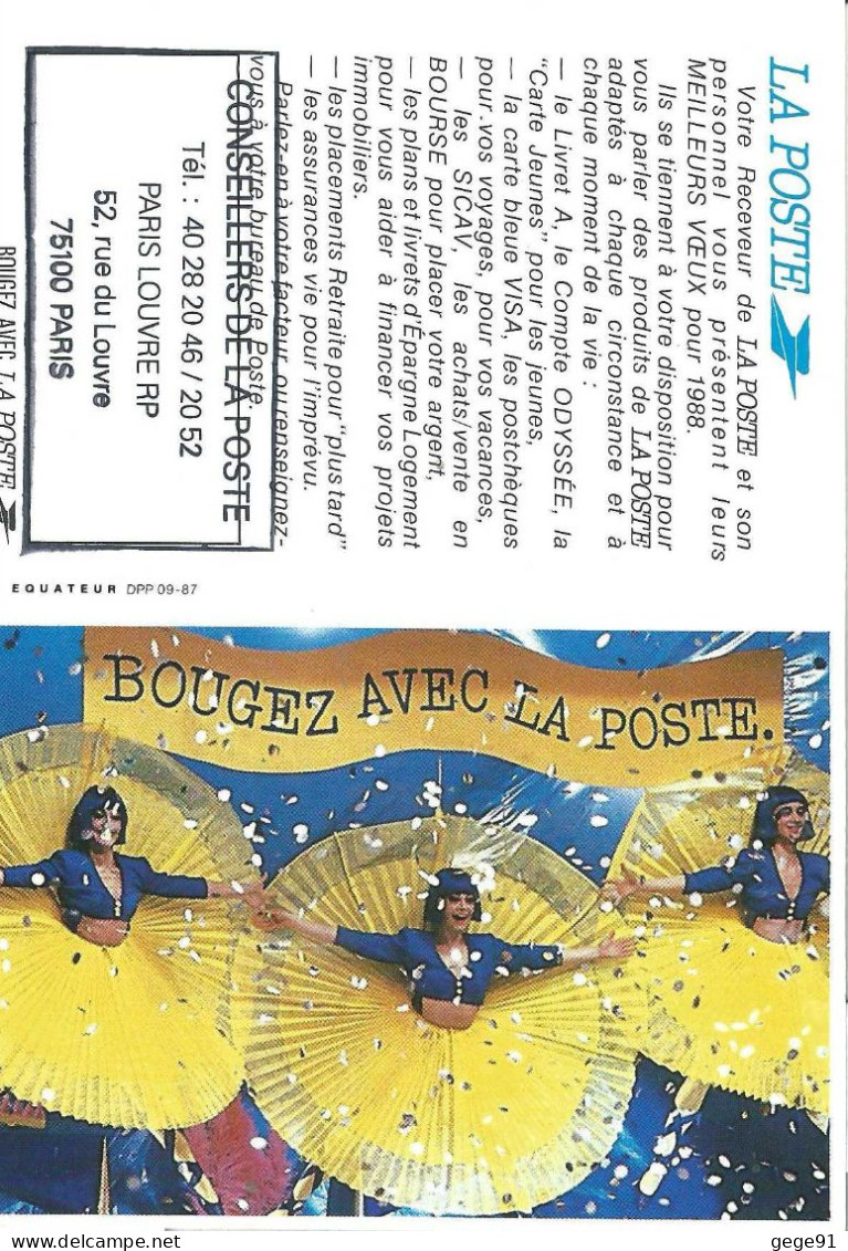 Calendrier De Poche - 1988 - Campagne Publicitaire Bougez Avec La Poste - Small : 1981-90
