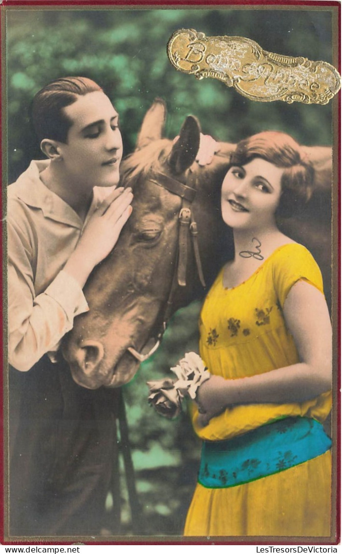 FÊTES ET VOEUX - Bonne Année - Un Couple Avec Un Cheval - Colorisé - Carte Postale Ancienne - Año Nuevo