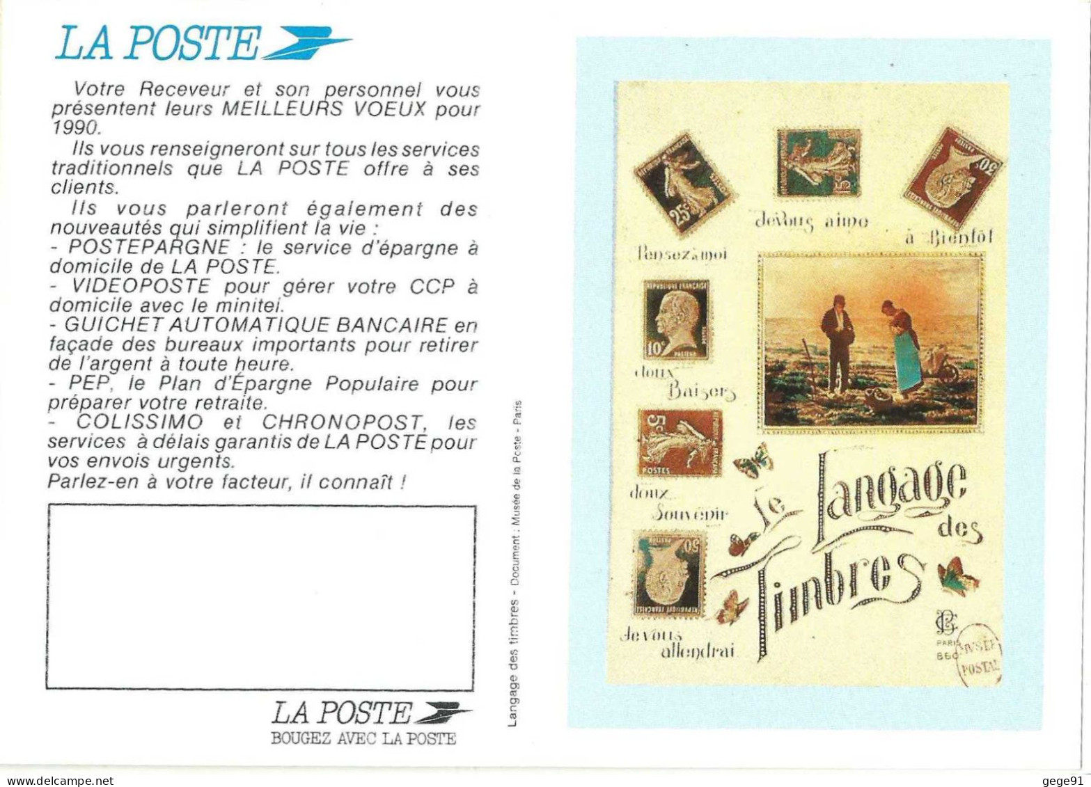 Calendrier De Poche - 1990 - Le Langage Des Timbres - Grand Format : 1981-90