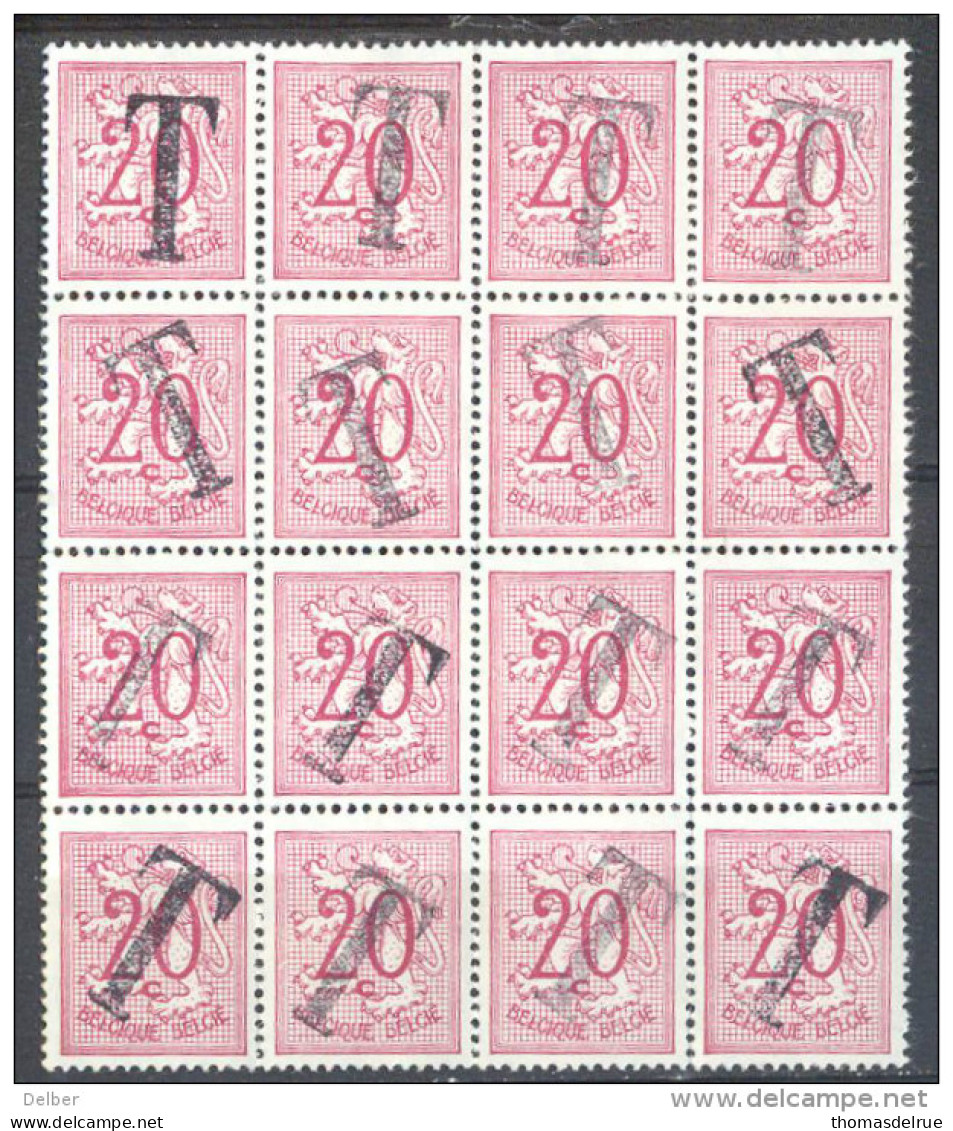 _4Zw-311: Blok  Van 16zegels : N° 851: 20ct Met T-stempel..... Verder Uit Te Zoeken... - 1951-1975 Heraldieke Leeuw