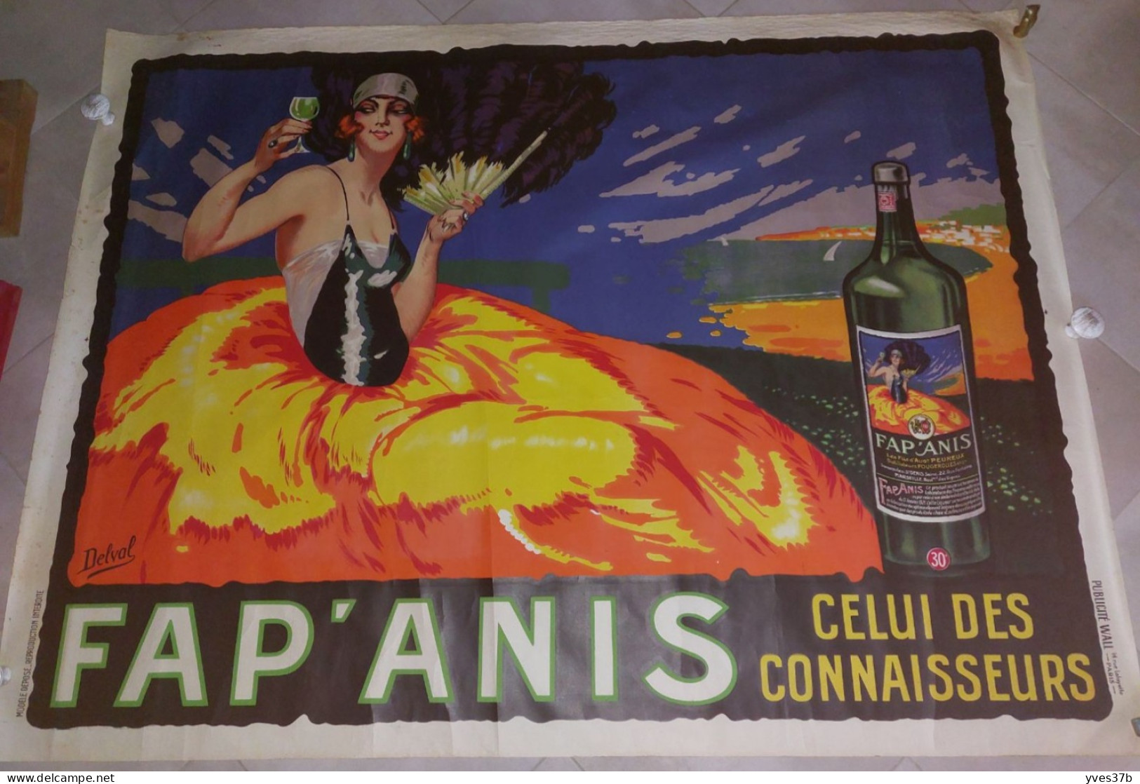 FAP'ANIS Affiche Publicitaire Ancienne Originale - 1925 - Litho Delval, Pub Wall/Paris - TTB - RARE - Reclame