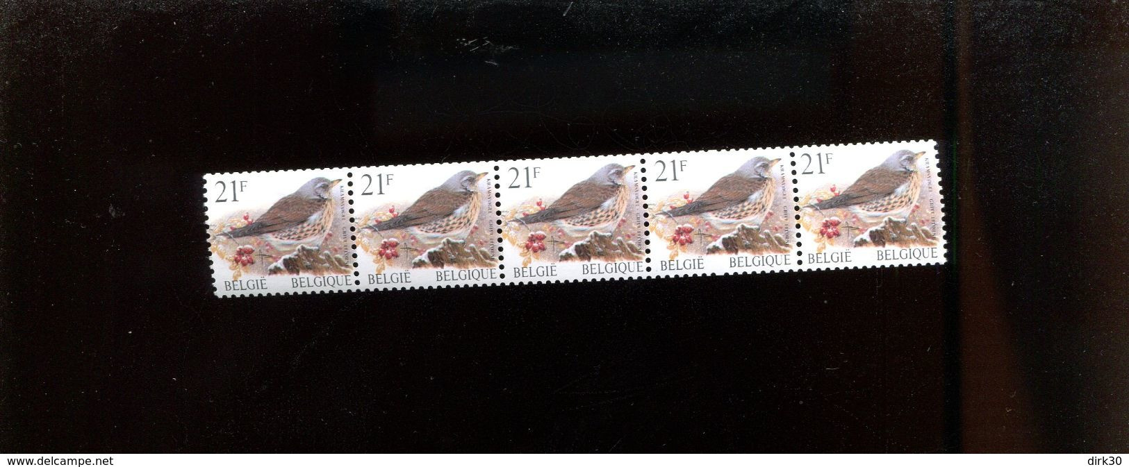 Belgie Buzin Birds 2792 Strook Rolzegels R89 Met Tandingcuriositeit ZM RR 03285 - 1991-2020