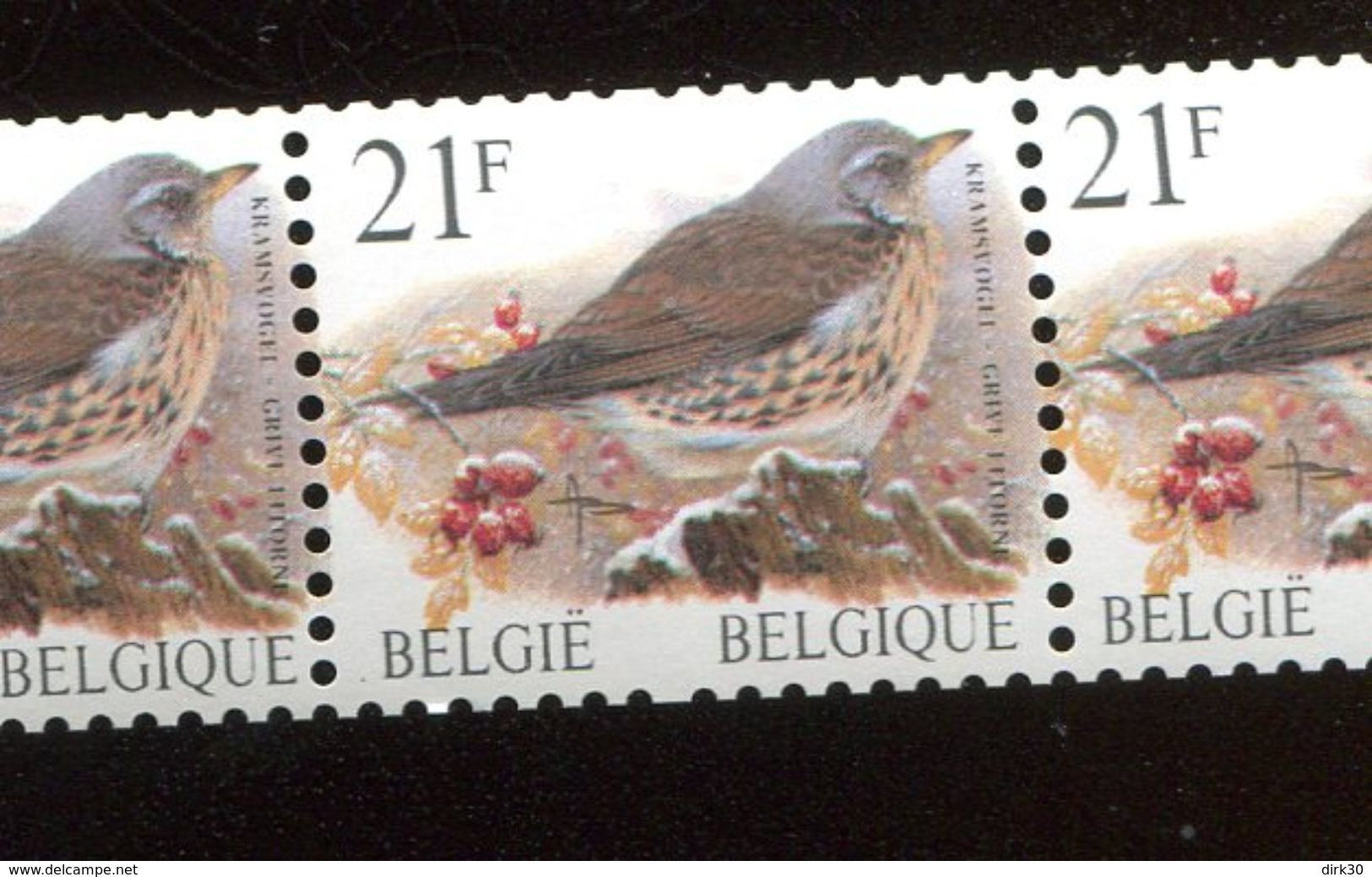 Belgie Buzin Birds 2792 Strook Rolzegels R89 Met Tandingcuriositeit ZM RR 03285 - 1991-2020