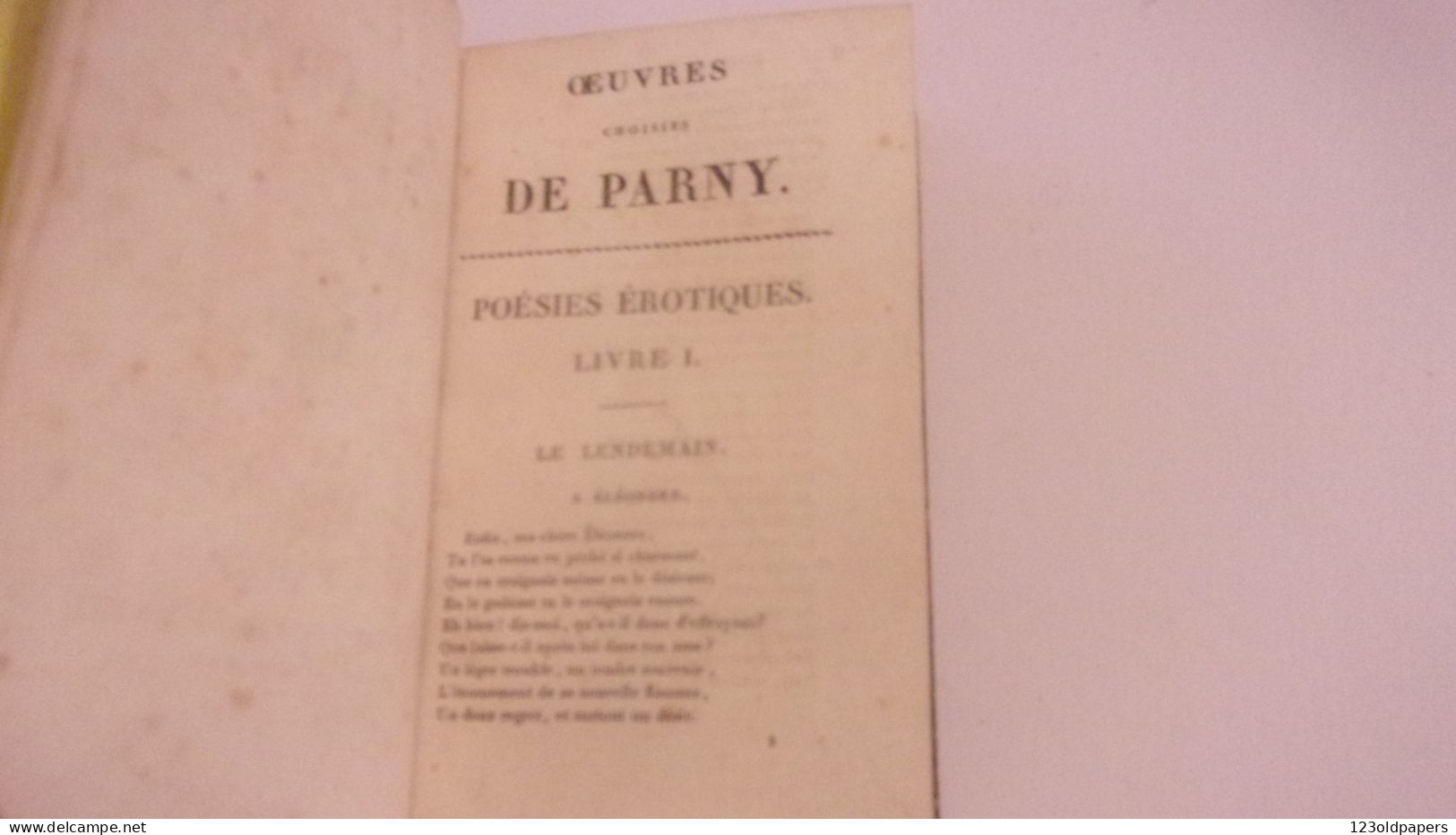 1827 BELLE RELIURE OEUVRES CHOISIES D'EVARISTE PARNY 1827 Poésies érotiques  CURIOSA - 1801-1900