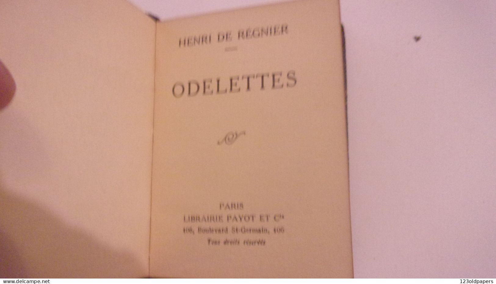 BIBLIOTHEQUE MINIATURE HENRI DE REGNIER  ODELETTES PAYOT - 1901-1940