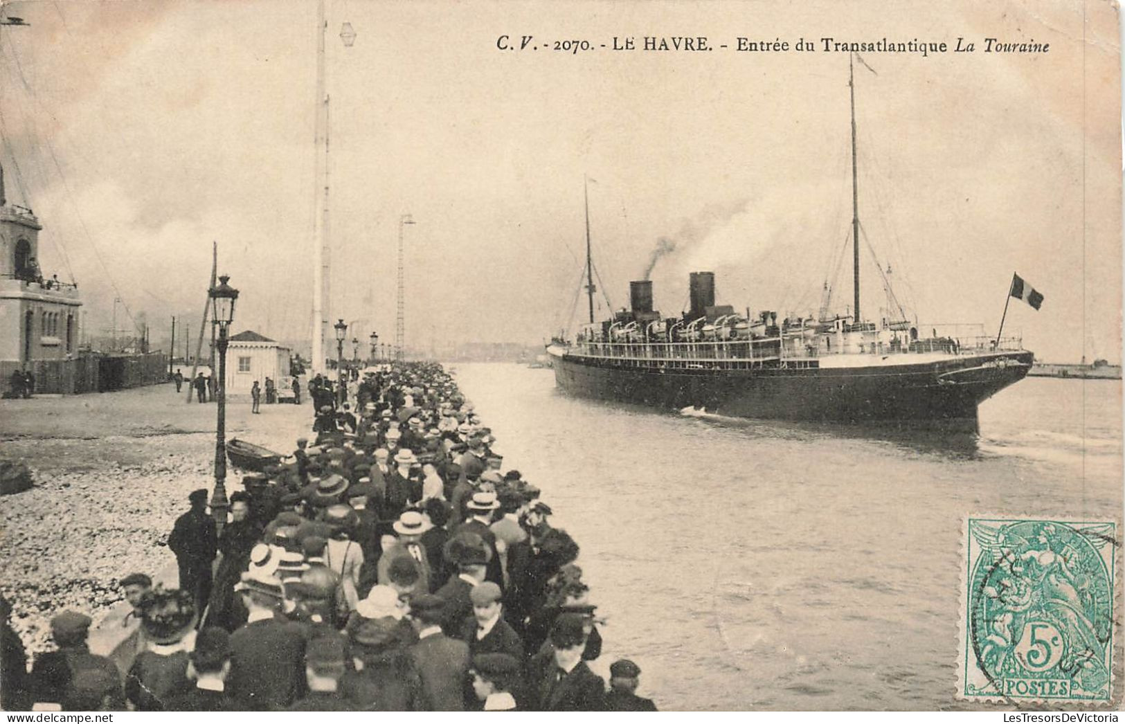 FRANCE - Le Havre - Entrée Du Transatlantique La Touraine - Animé - Carte Postale Ancienne - Port