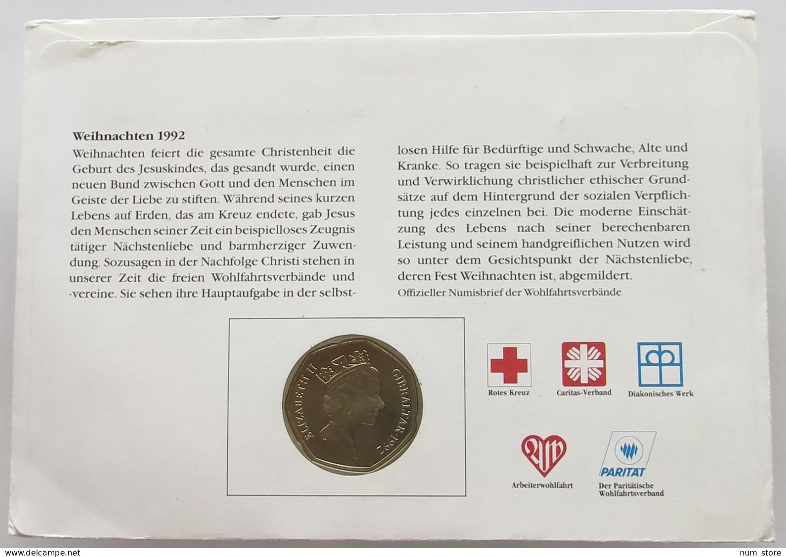 GIBRALTAR NUMISBRIEF / STATIONERY 50 PENCE 1992 Elizabeth II. (1952-2022) #ns01 0099 - Gibraltar