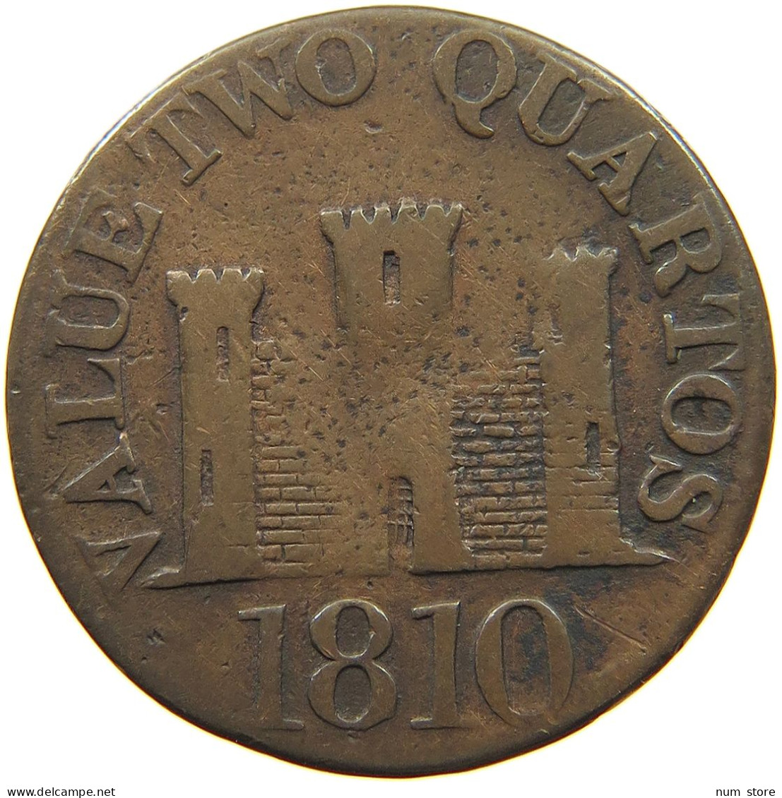 GIBRALTAR 2 QUARTOS 1810 GEORGE III. 1760-1820 #t111 1039 - Gibraltar