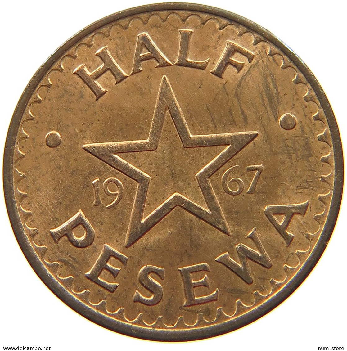GHANA 1/2 PESEWA 1967  #s067 0173 - Ghana