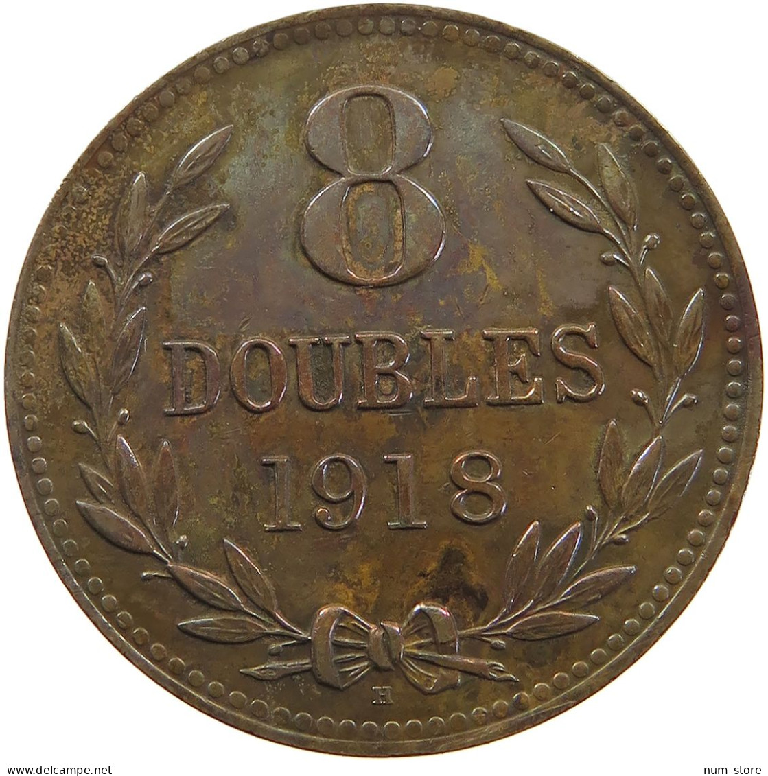GUERNSEY 8 DOUBLES 1918  #a062 0207 - Guernsey