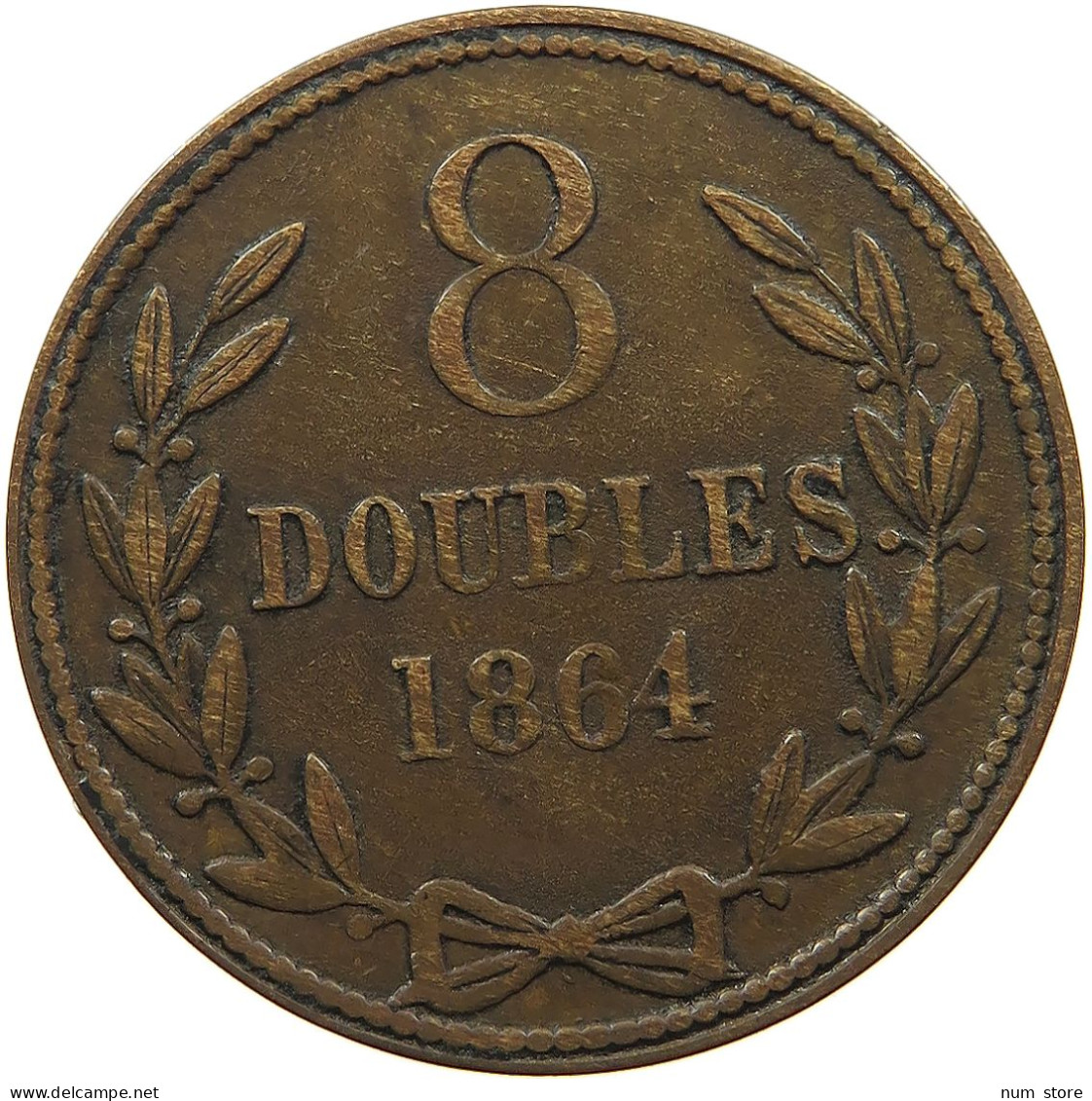 GUERNSEY 8 DOUBLES 1864  #s075 0585 - Guernsey