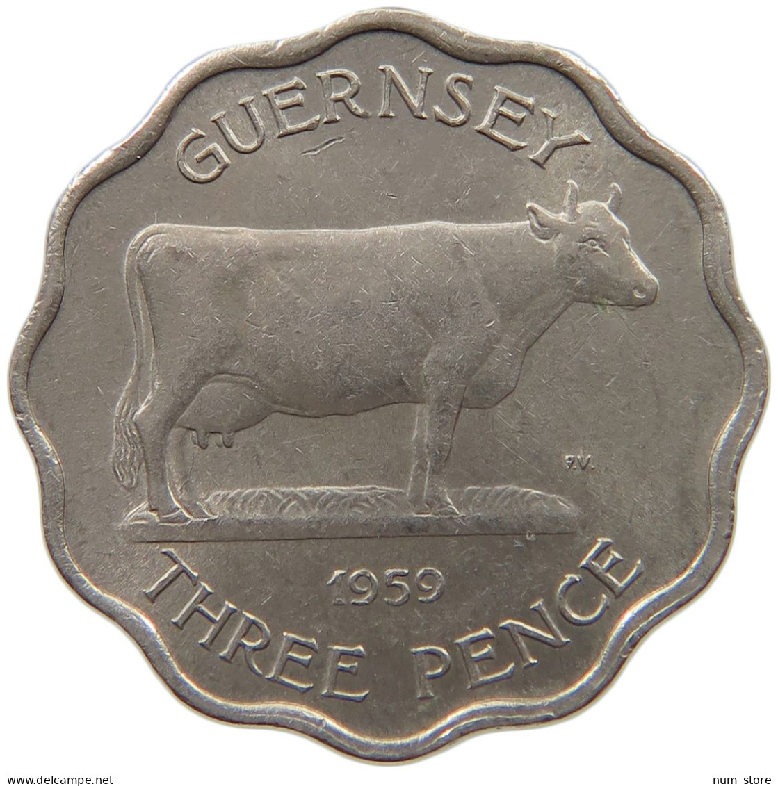 GUERNSEY 3 PENCE 1959 Elizabeth II. (1952-2022) #c078 0135 - Guernsey