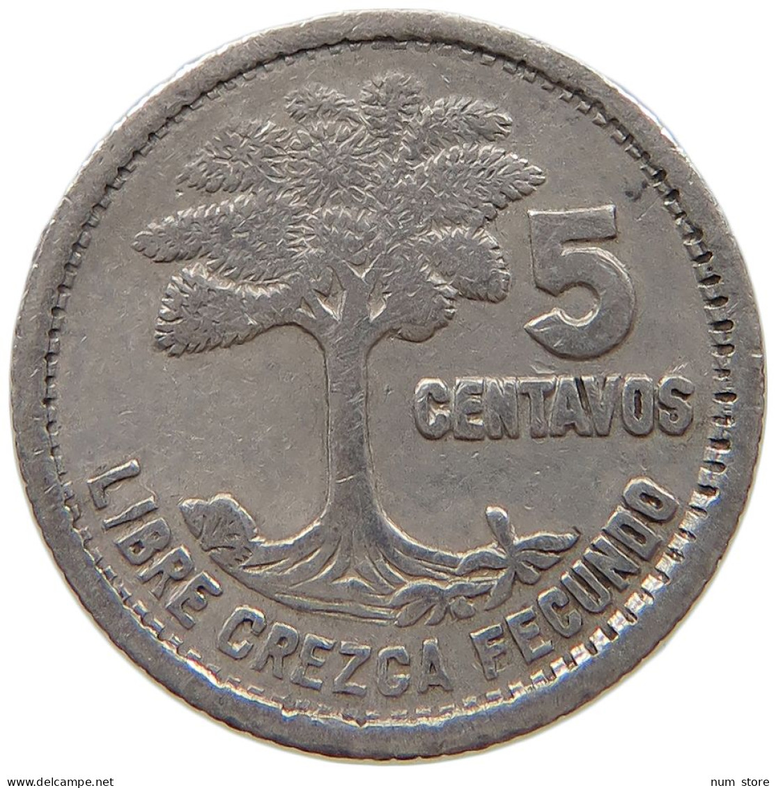 GUATEMALA 5 CENTAVOS 1955  #t152 0325 - Guatemala