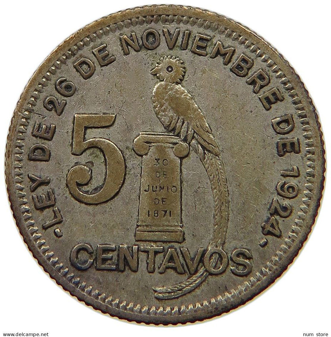 GUATEMALA 5 CENTAVOS 1928  #t064 0489 - Guatemala