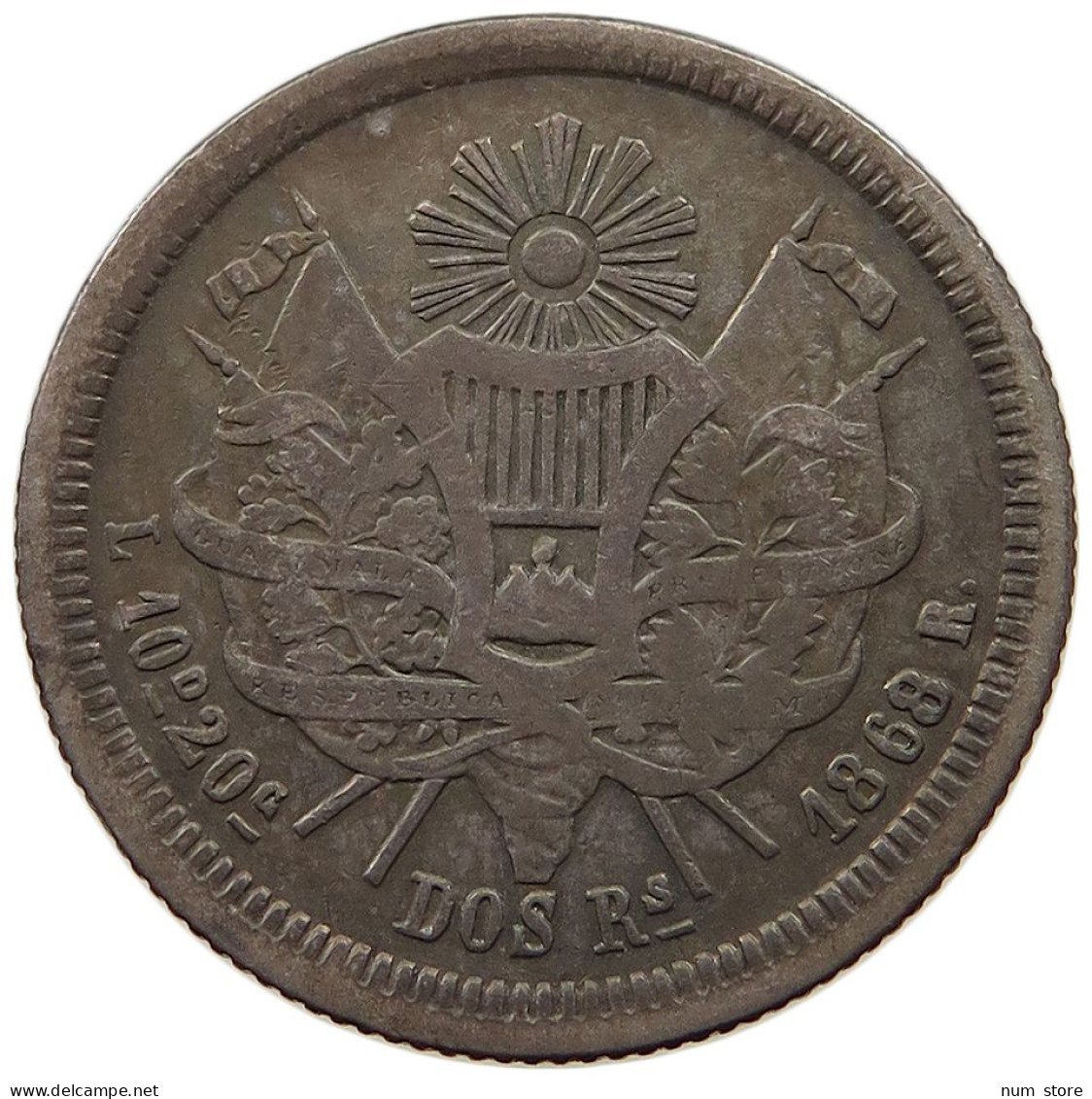 GUATEMALA 2 REALES 1868  #t064 0451 - Guatemala