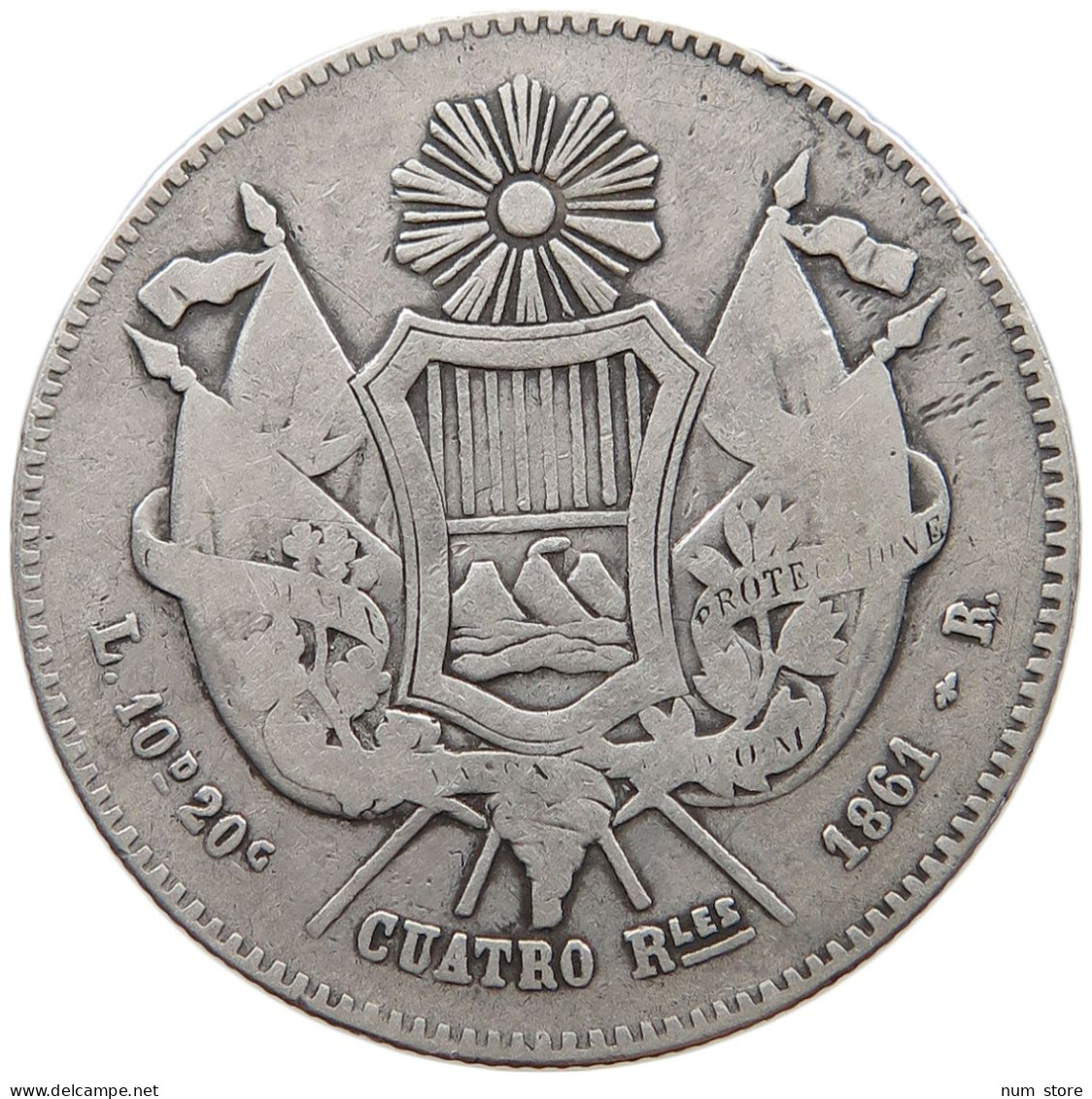 GUATEMALA 4 REALES 1861  #t133 0101 - Guatemala