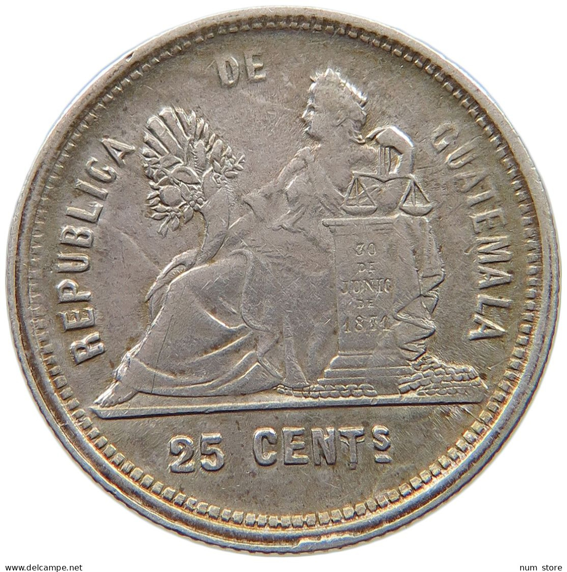 GUATEMALA 25 CENTAVOS 1893  #t090 0173 - Guatemala