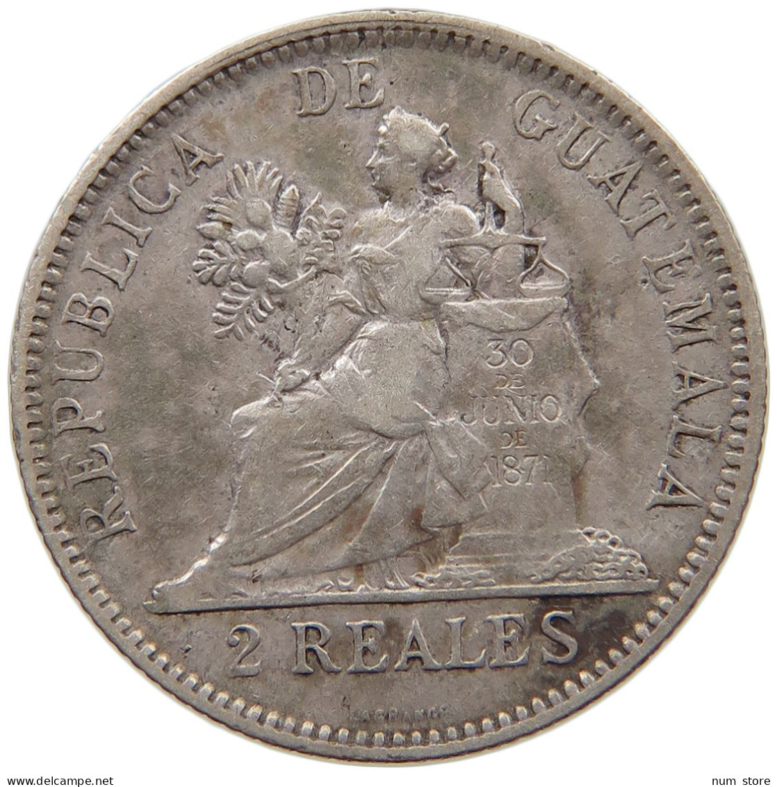 GUATEMALA 2 REALES 1895  #t135 0247 - Guatemala