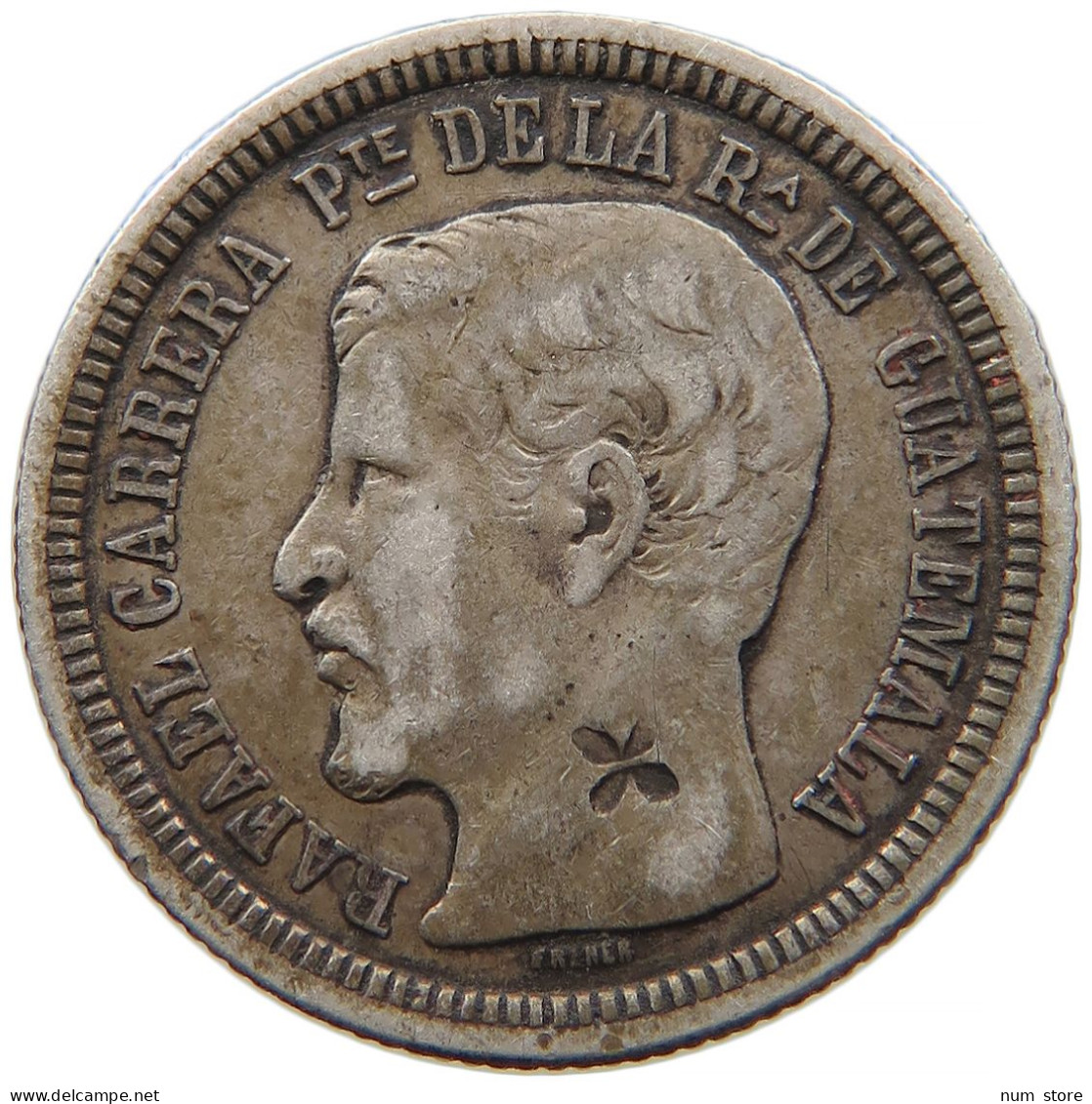 GUATEMALA 2 REALES 1862 COUNTERMARKED #t011 0181 - Guatemala