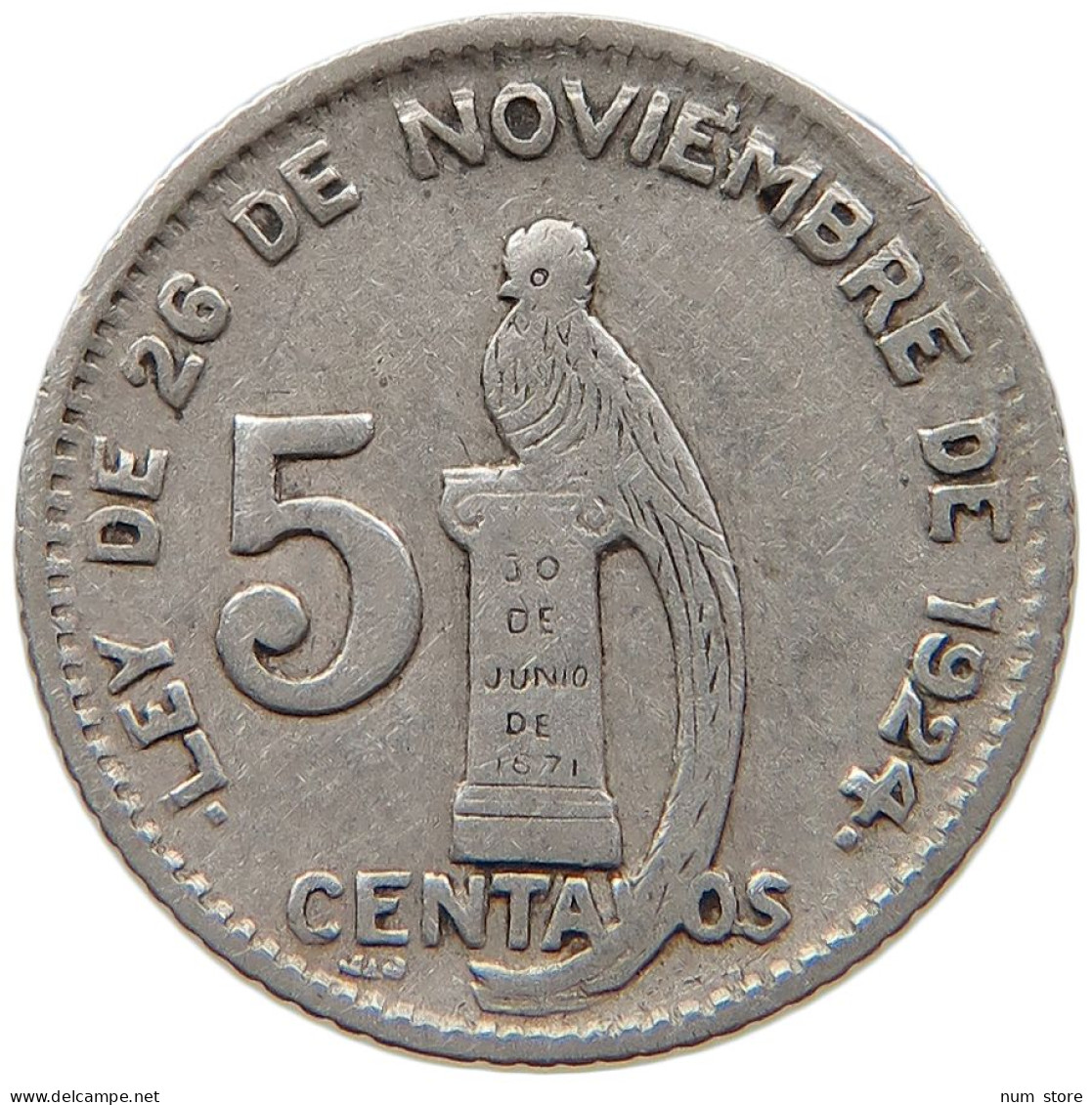 GUATEMALA 5 CENTAVOS 1945  #s031 0273 - Guatemala