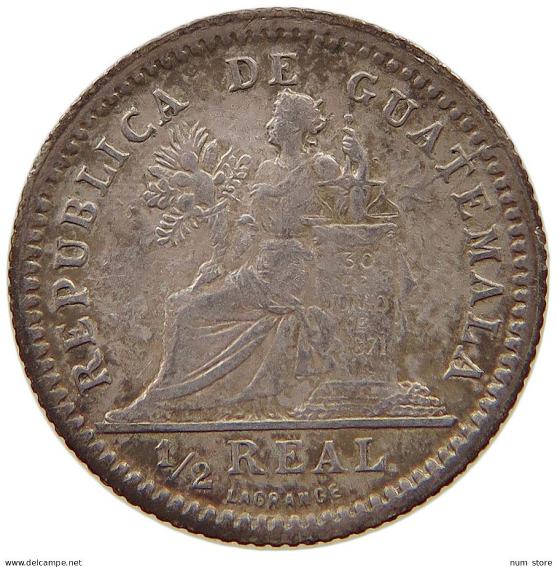 GUATEMALA 1/2 REAL 1897  #t064 0509 - Guatemala