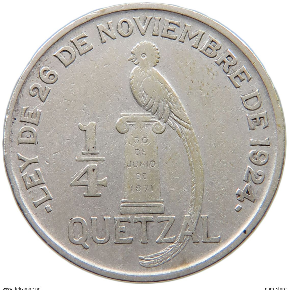 GUATEMALA 1/4 QUETZAL 1926  #t135 0241 - Guatemala