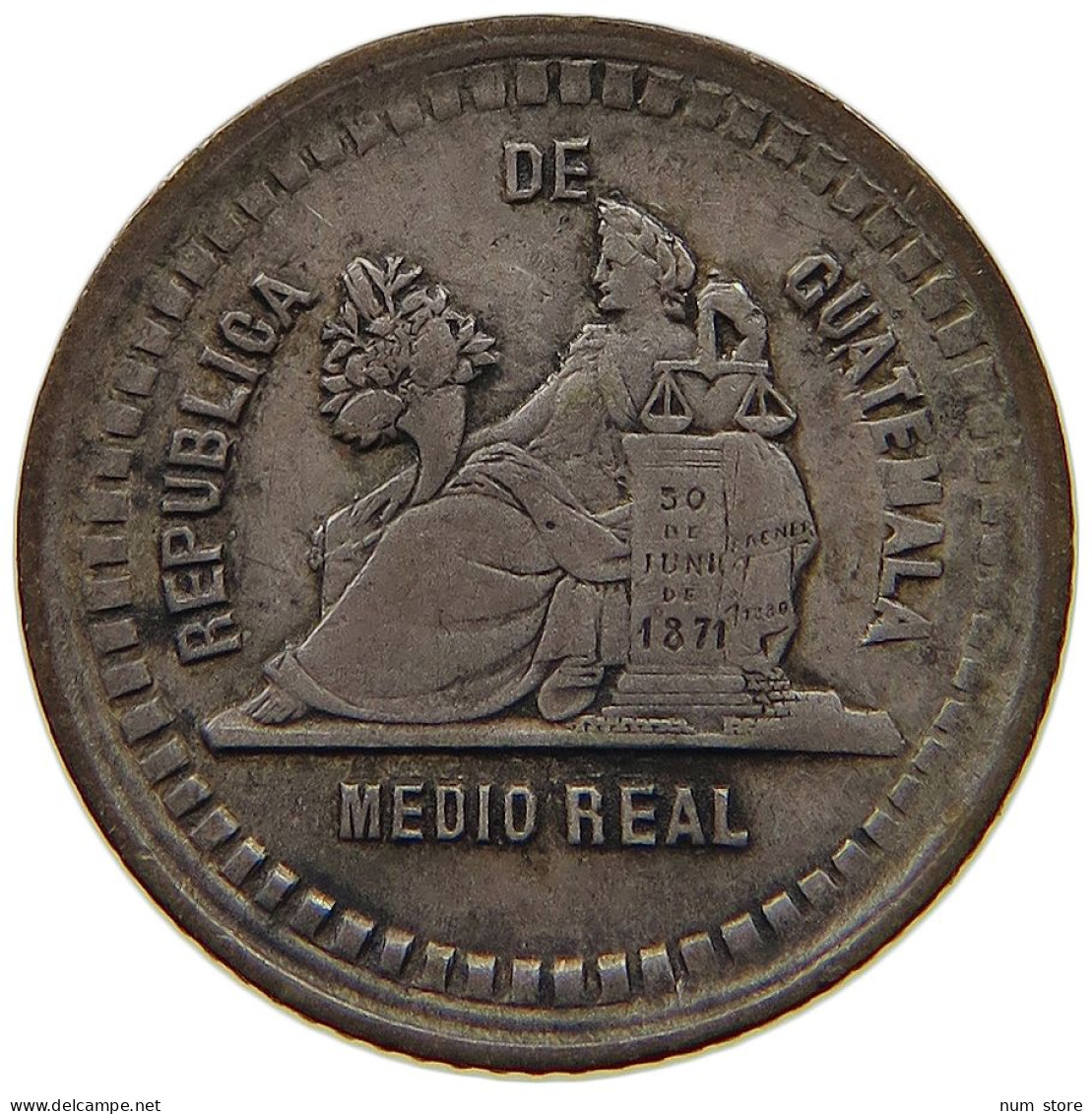 GUATEMALA 1/2 REAL 1890  #t064 0511 - Guatemala